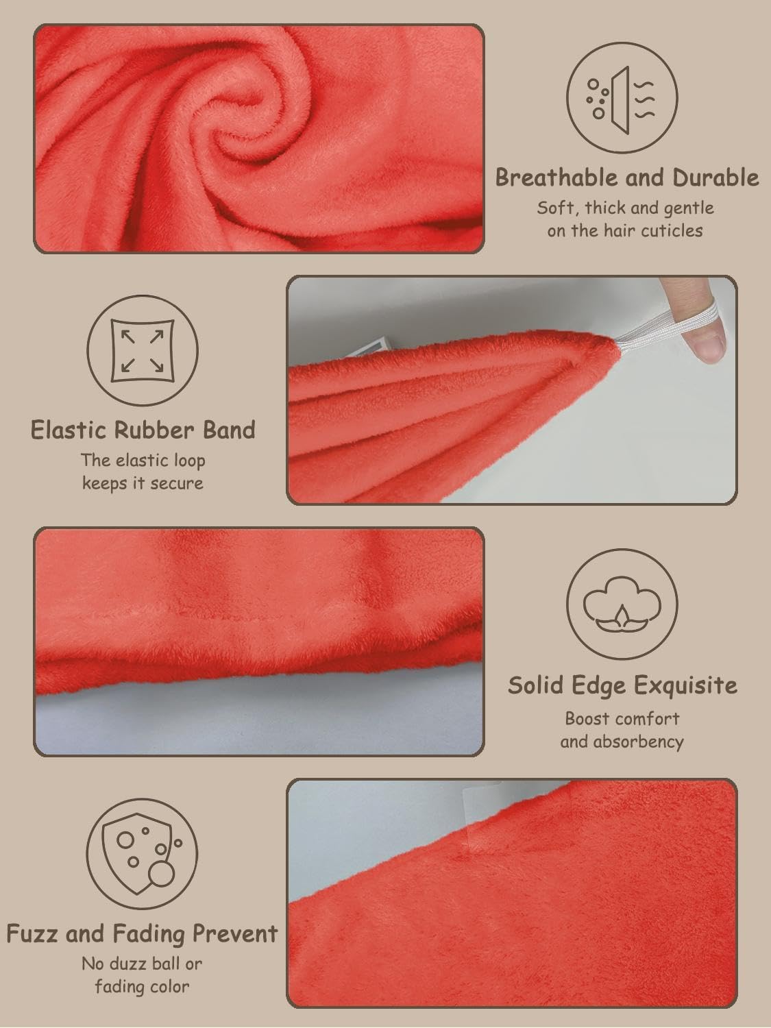 3 Pack Microfiber Hair Dring Towel Wrap for Women,Fast Drying Hair Turban, for All Hair Style Anti Frizz, Large Hair Towel with Button(Red,Bule,Purple)