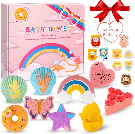 Bath Bombs Gifts Set, BusyMouth 9pc Kids Bath Bombs with Surprise Toys | Non-Toxic Bubble Bath | Birthday Gift Set for Girls & Boys Ideal Gift for Mother's Day Valentines