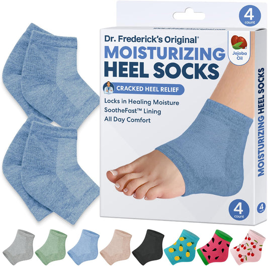 Dr. Frederick's Original Moisturizing Heel Socks for Cracked Heel Treatment - 2 Pairs - Socks for Dry Feet - Cracked Skin Repair & Overnight Hydration - Foot Care for Women & Men - Jojoba Oil