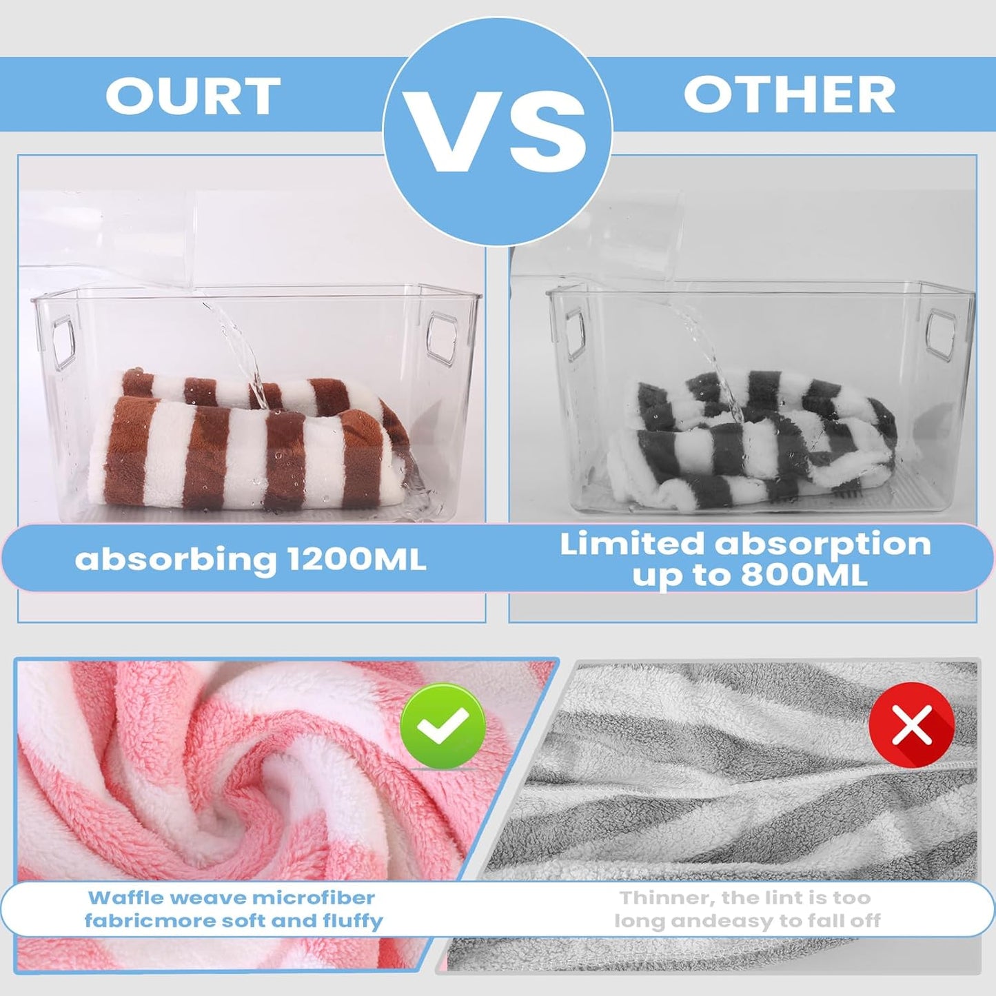 Hair Drying Towel 3 Pack - Ultra Soft Microfiber Turban Twist Hair Wrap for Women - Super Absorbent, Quick Dry Hair Towel Cap for Wet Hair (3 Colors,Striped)