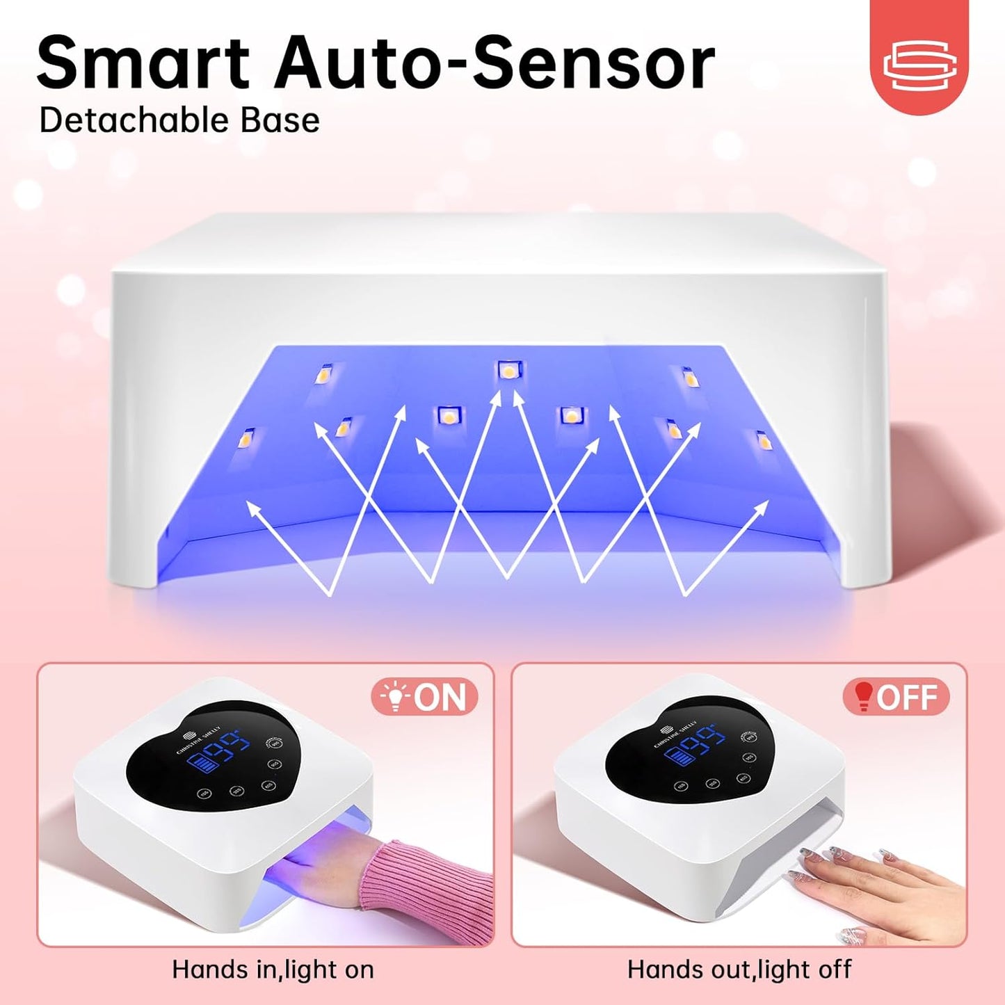 UV Light for Gel Nails, 72W Rechargeable Wireless Nail Lamp Gel Polish Light with 5 Timer Setting Professional Quick Dry Curing Lamp with Display Auto Sensor for Salon & Home, White