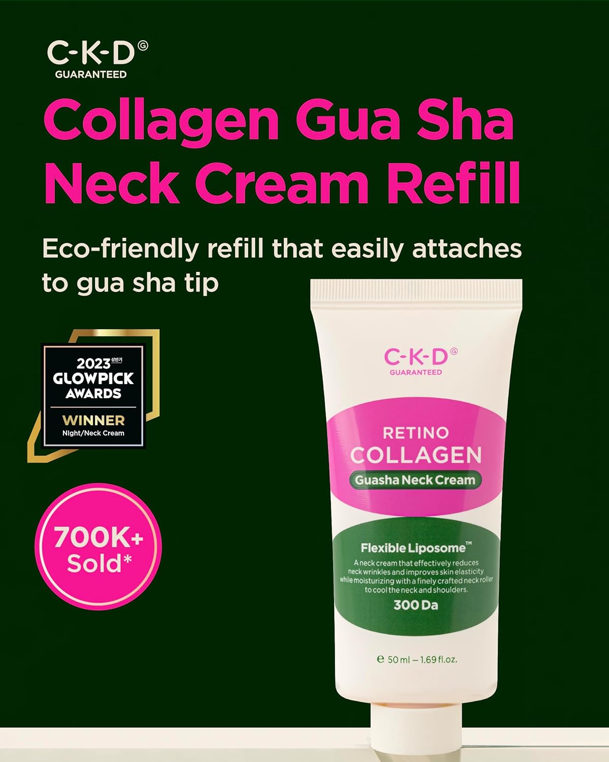 CKD Retino Collagen Gua Sha Neck Cream [Refill] - Firming Cream for Neck and Jawline Tightening, Lifting, and Wrinkle Reduction without Stainless Steel Roller. Korean Skin Care,1.69 fl oz.