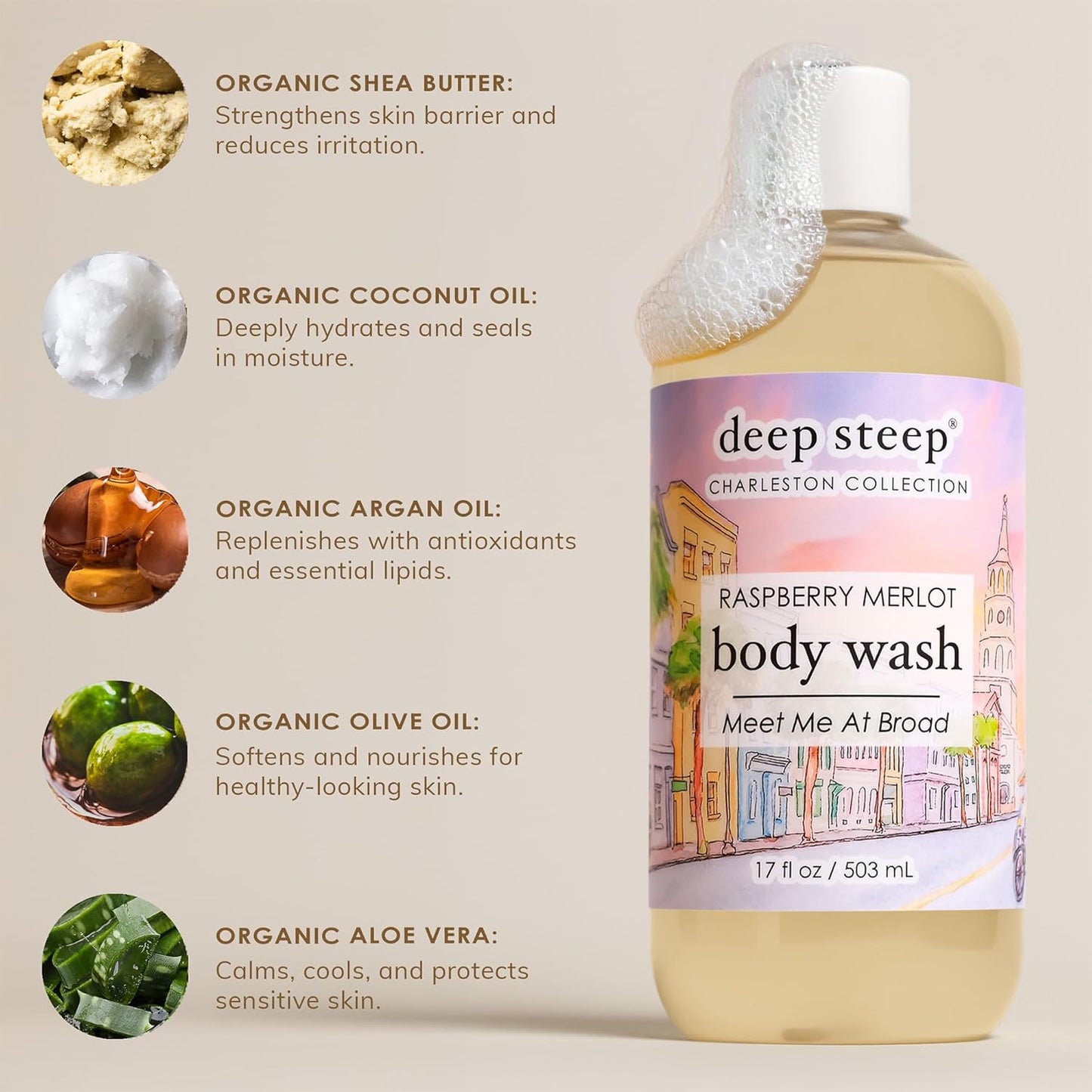 Deep Steep Body Wash, Strawberry Plum (Rainbow Row), 17 oz – Hydrating Shower Gel with Hyaluronic Acid, Shea Butter, Aloe Vera & Argan Oil – Vegan, Clean Beauty, Clean & Refreshed Skin