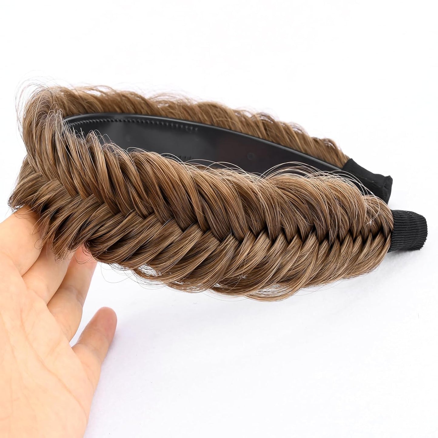 DIGUAN Headband Synthetic Hair Plaited Headband Braid With Teeth Hair Band Accessories for Women Girl Width 1.5 Inch (W-Claybank)