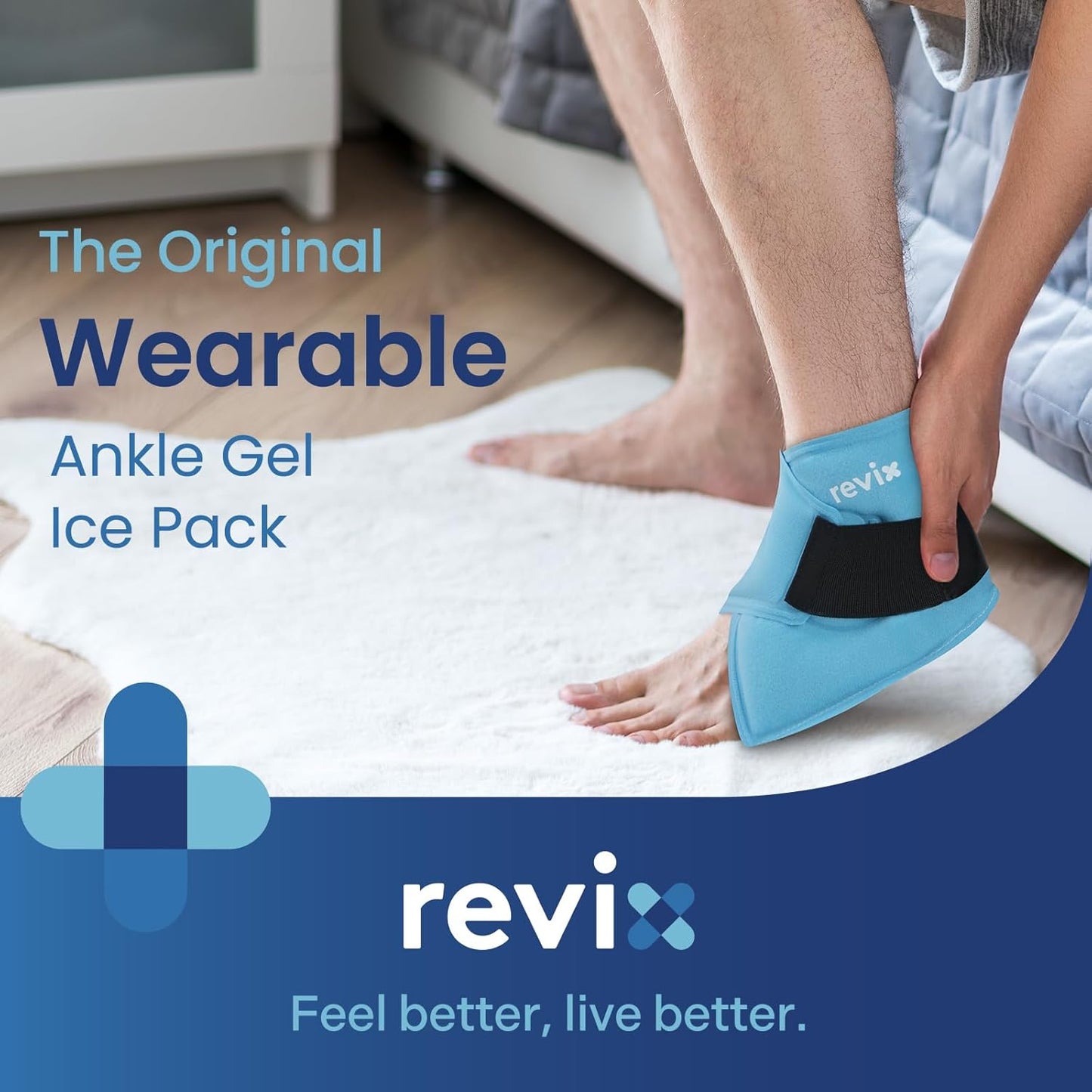 REVIX Ankle Ice Pack Wrap – Reusable Gel Cold Compression for Foot Discomfort, Ice Wrap for Feet Swelling and Recovery, Plantar Fasciitis, Achilles Tendonitis, and Sprained Ankles