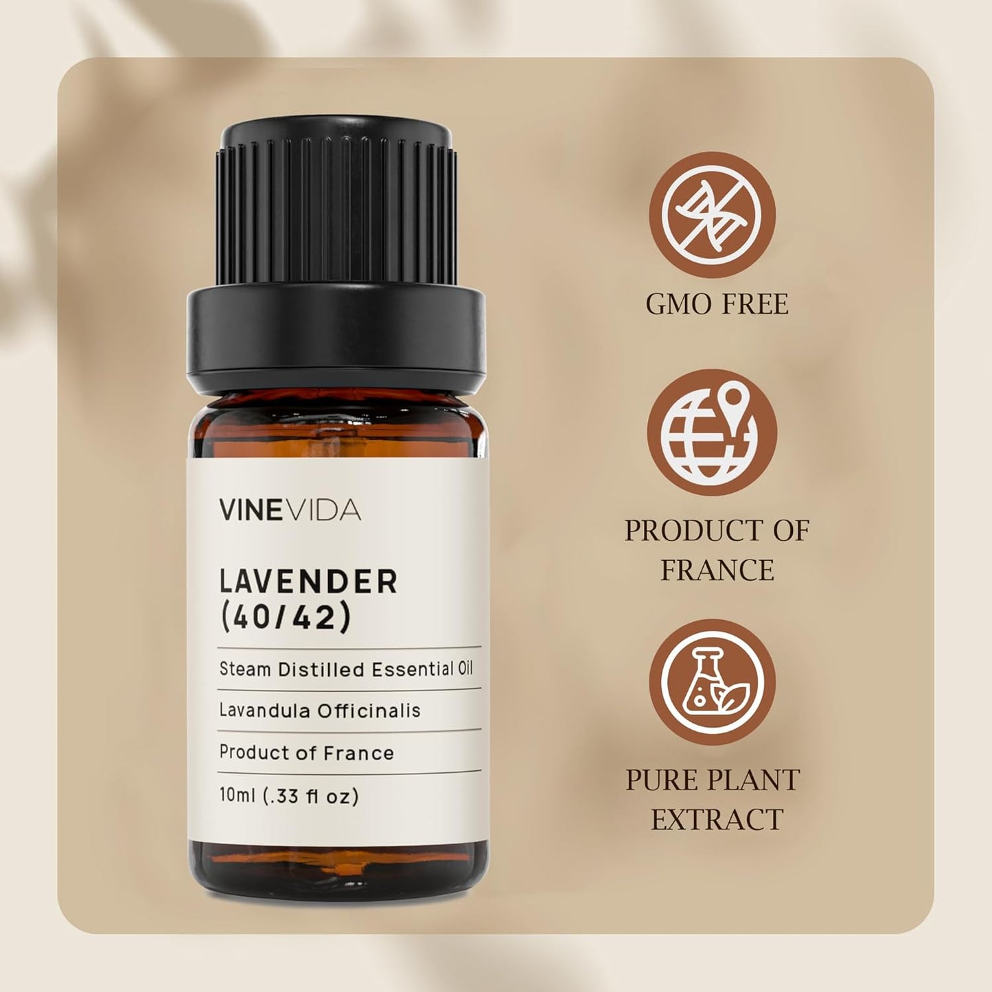 VINEVIDA Lavender 40/42 Essential Oil 10 mL - Undiluted Lavender 40/42 Oil 10 mL - Lavender 40/42 - DIY Candle Scents for Candlemaking - 10 mL Essential Oil for Soap Making (4OZV-OBP-LAV-4042-10ML)