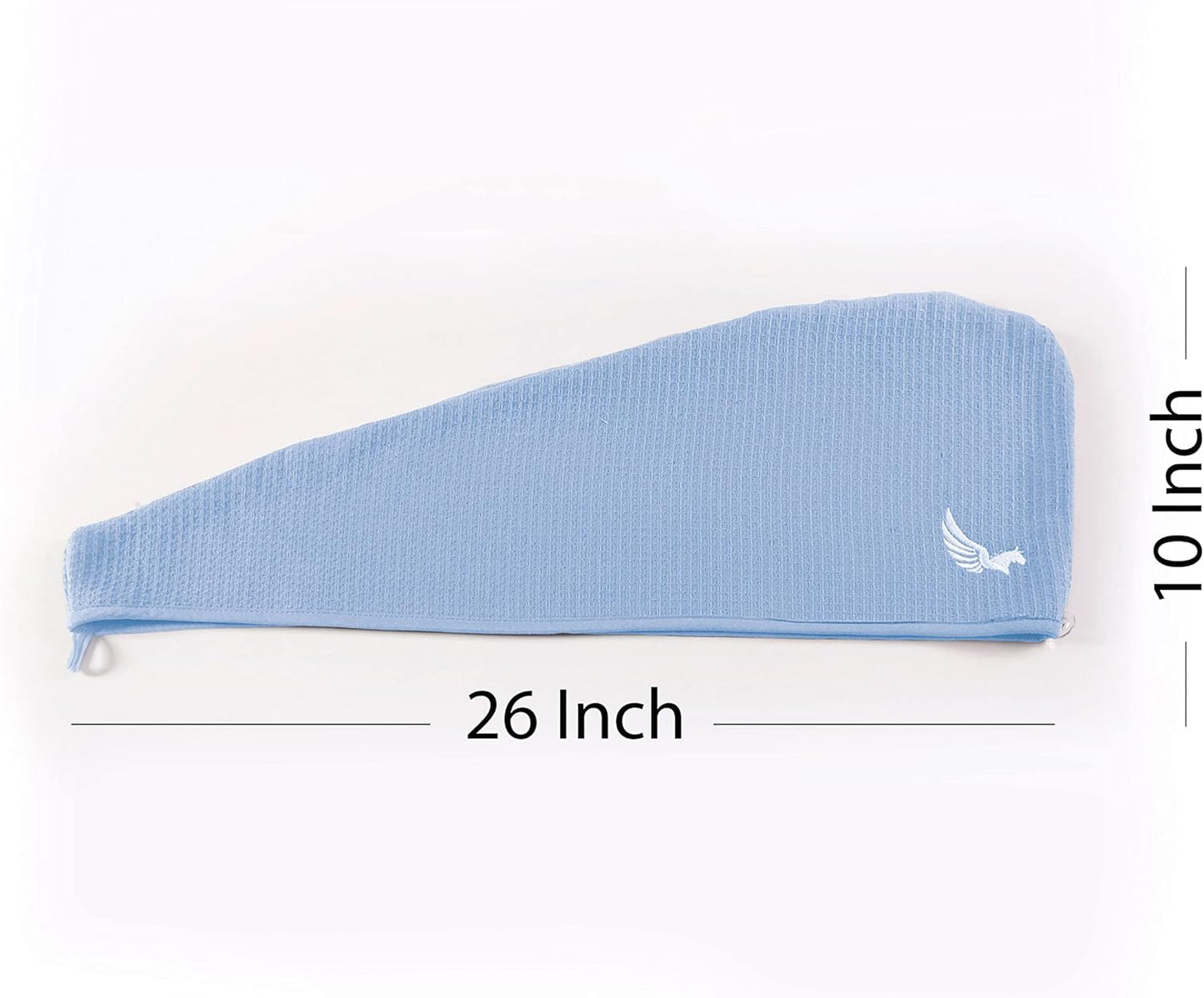 100% Turkish Cotton Hair Towel Wrap for Women,Non Microfiber,Super Absorbent,AntiFrizz,Plopping Hair Drying Waffle Bath Towels for Curly,Long&Thick Hairs,Head Wrap,2 Pack10x26inc (Pink+Blue)