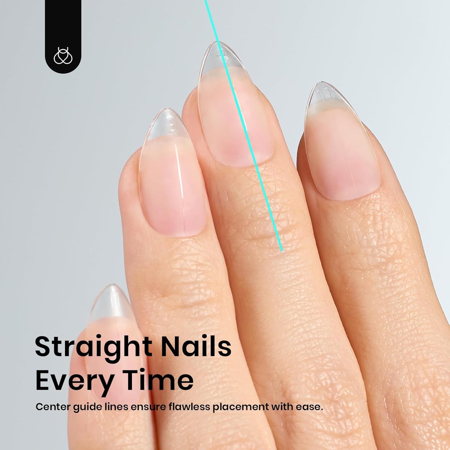 Beetles Short Almond Nail Tips - 288PCS 12 Sizes Full Matte Cover Pre-Etched & Pre-Shaped Soft Gel False Nail Tips Acrylic Nail Tips Nail Extension Tips for Gel Polish DIY Manicure