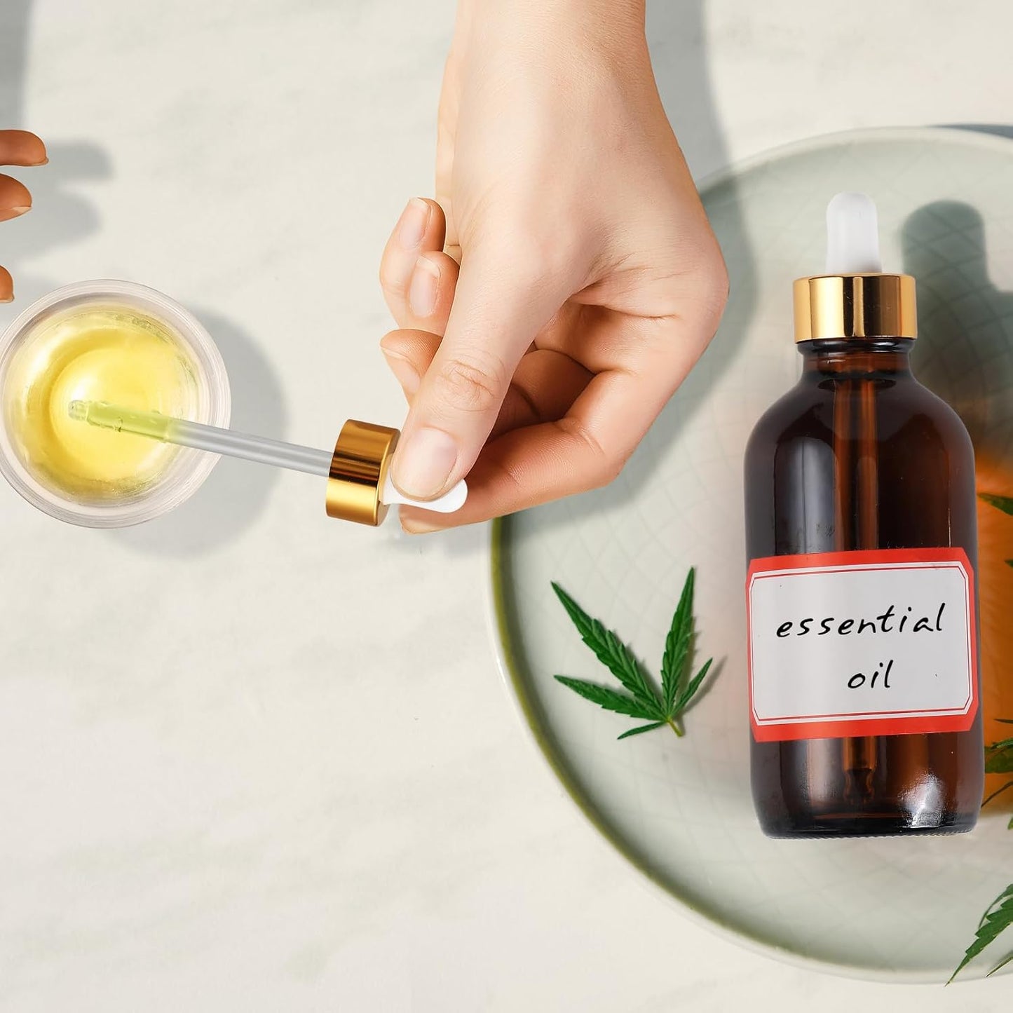 Dandat 50 Pack 4 oz Glass Dropper Bottles Leakproof 120 ml Glass Tincture Bottles with Eye Droppers, 4 Funnels, 54 Labels for Essential Oil Perfumes Hair Oil(Dark Brown)