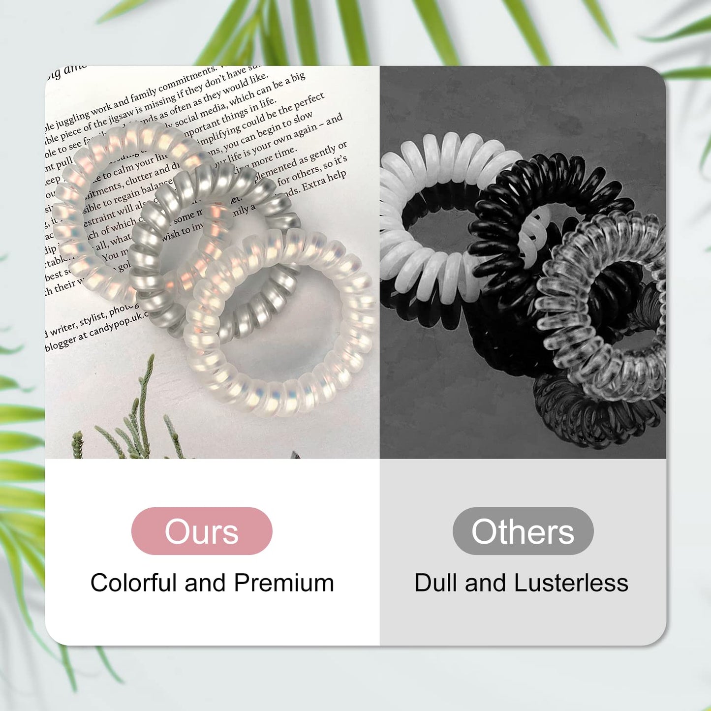 JessLab Spiral Hair Ties for Women, 10-Pack Traceless No-Damage Ponytail Holders, Coils Hair Bands for Girls, Assorted Colors