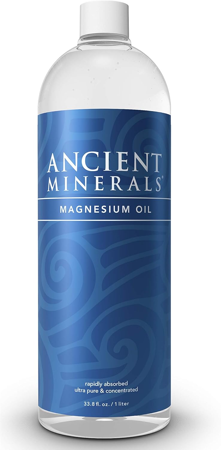 Ancient Minerals Magnesium Oil Refill Bottle, high Concentration Topical Genuine Zechstein Magnesium Chloride Topical Magnesium (33oz)