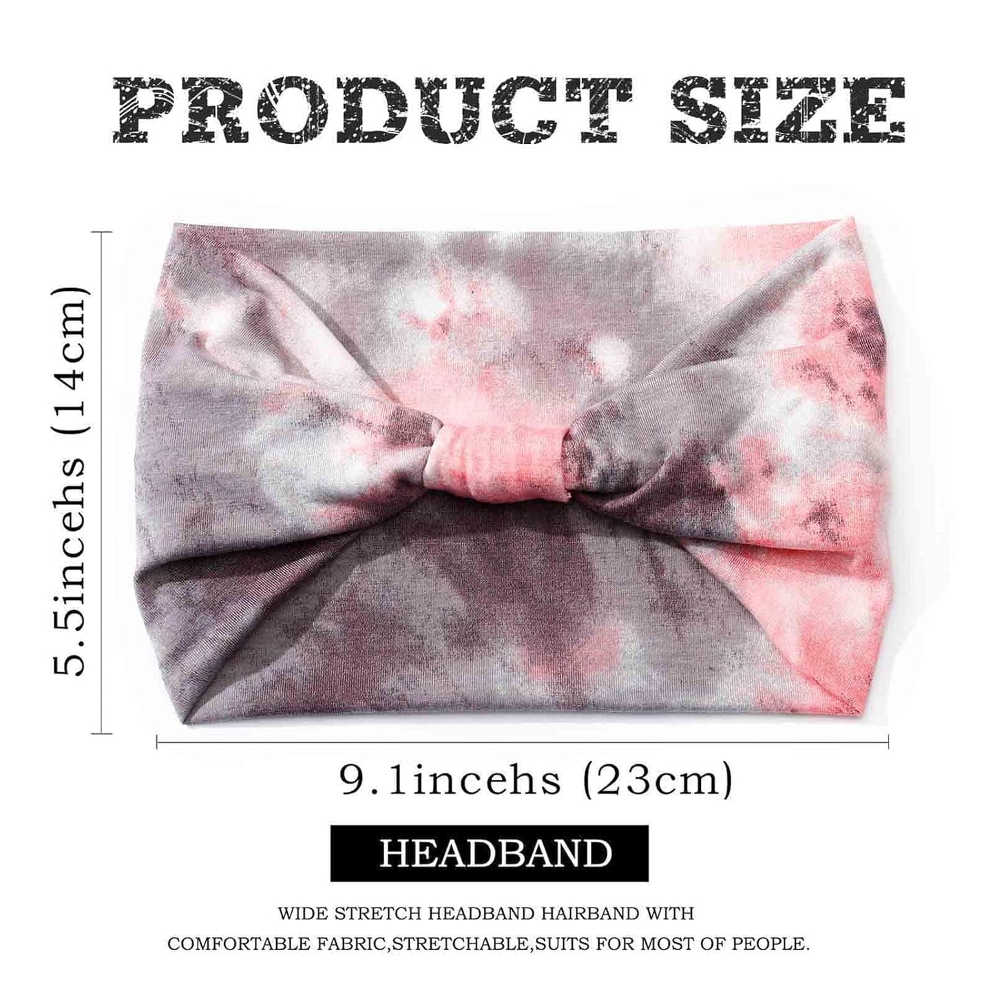 Acenail Wide Headbands Women Knotted Turban Headband Elastic Non Slip Hairbands Tie Dye Yoga Cotton Hair Scarfs Workout Boho Head Wraps Fashion Hair Accessories for Women 4Pcs(Tie Dye A)