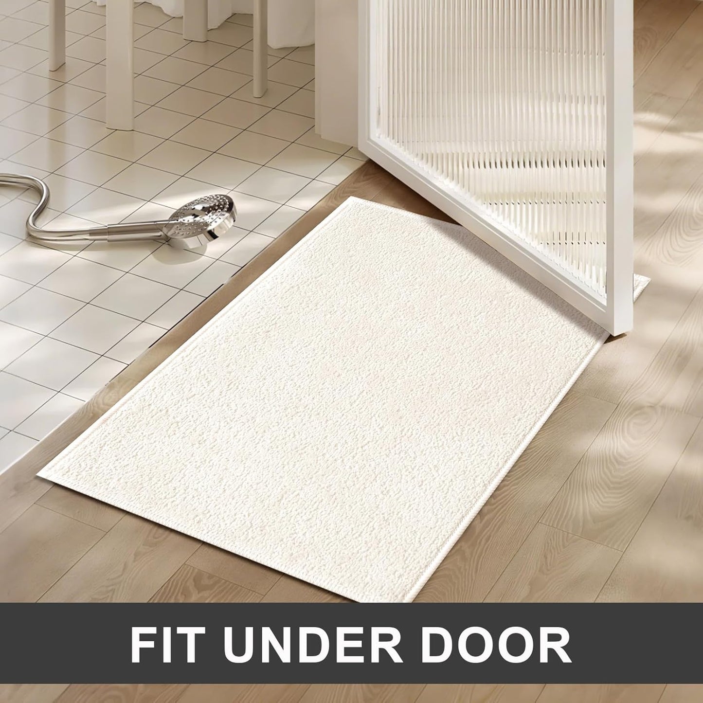 Bath Mat-Non-Slip Bathroom Floor Mats-Absorbent Quick Dry Low Pile Bathroom Rugs Fit Under Door-Bath Rug for Sink,Bathtub,Shower Room,20"×32",White
