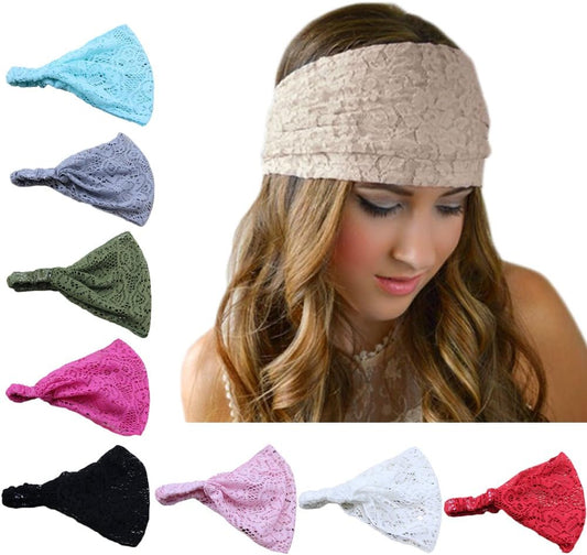 DRESHOW 8 Pack Headbands for Women Yoga Knotted Headbands Elastic Criss Cross Hair Accessories Sports Head Wrap Non Slip