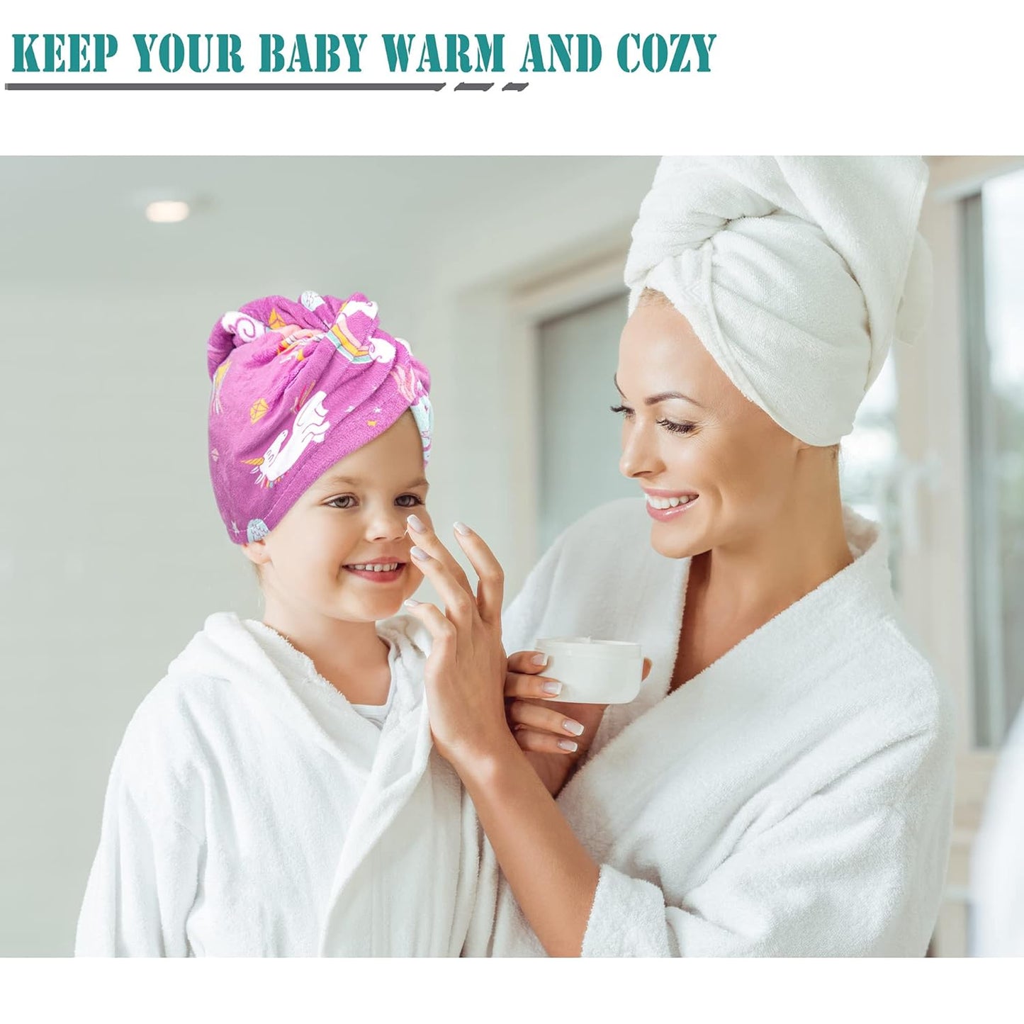 ELLEWIN Microfiber Hair Drying Towels for Kids, 3 Pack Wet Hair Towel Wrap Turban for Girls Children Women, Quick Dry Twisty Hair Towels Wrap for Curly Long Thick Hair Anti Frizz