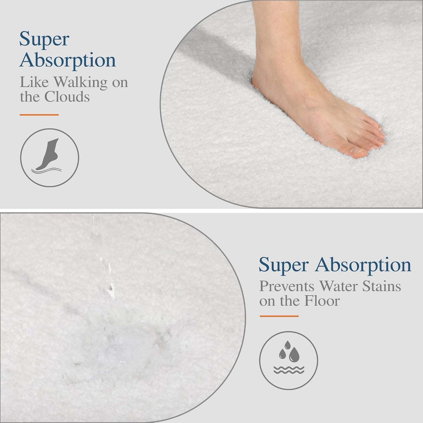 Walensee Large Bathroom Rug (24 x 72, Ivory) Extra Soft and Absorbent Shaggy Bath Mat Machine Washable Non Slip Bath Mat, Luxury Bathroom Floor Mat