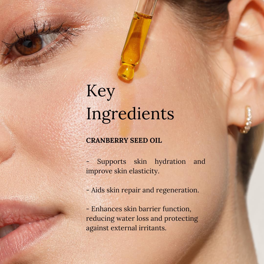 LA CANNEBERGE Cranberry Beauty Oil - Intensive Hydration & Revitalization for Face, Hair & Body -1 Fl Oz Certified Organic Cranberry Seed Oil -Moisturizing, Vitamin-Rich, Non-Greasy Skin Care