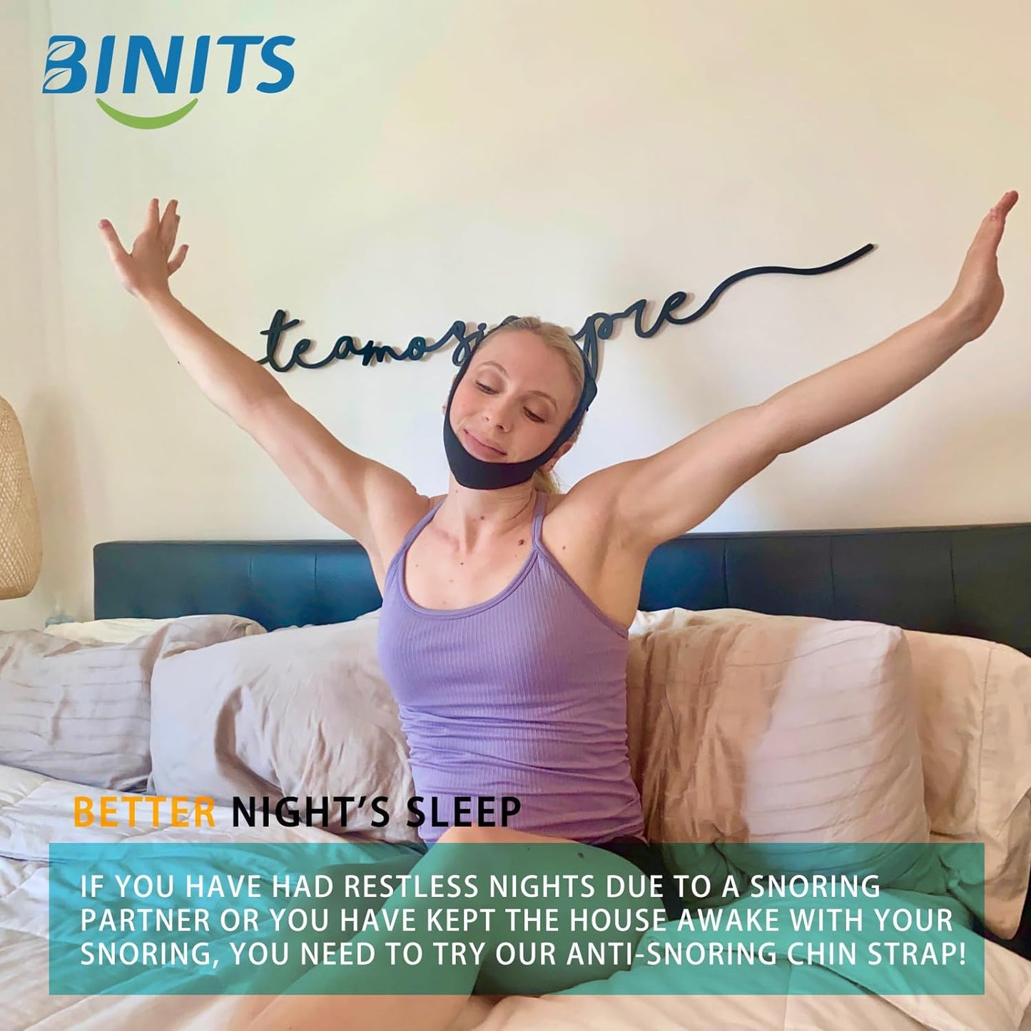 Chin Strap for CPAP User - Adjustable Snore Stopping Device Face Mask Bandage Keeping Mouth Closed - Better Night's Sleep No Dry Mouth Nasal Breathing for Women and Men (Orange)