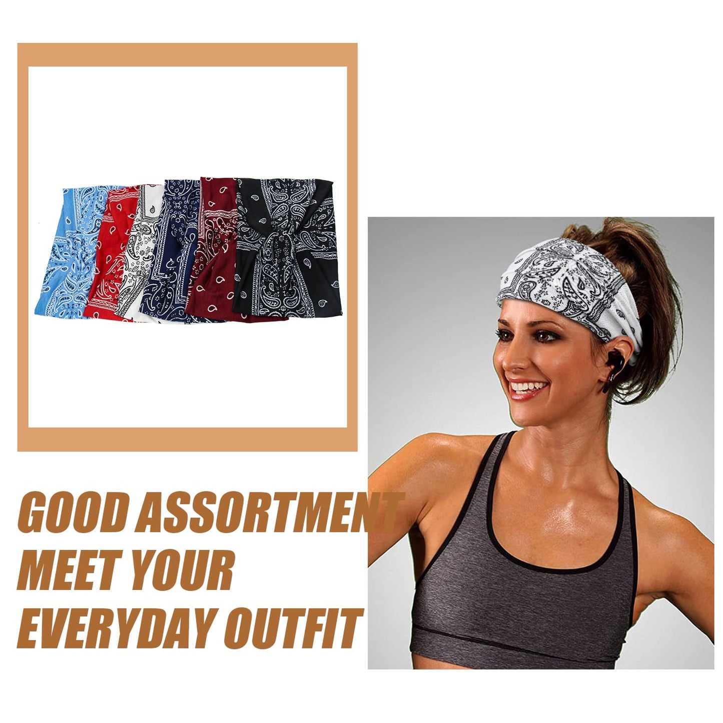 Wide Bandana Head Wraps - Boho Twist Turban Headbands for Women's Hair, Pack of 6