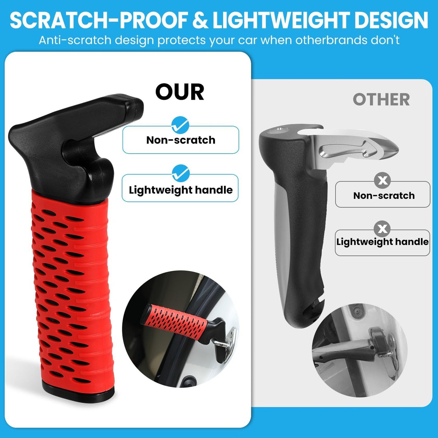 Car Door Handle for Elderly, Car Handle Assist Support Handle, Portable Elderly Assistance Mobility Aids for Getting Out of Car, Auto Grab Cane for Seniors and Handicapped, Red