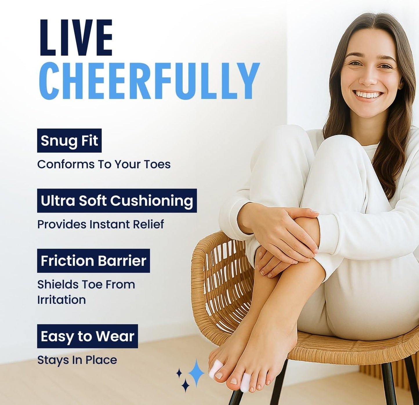 Dr. Frederick's Original Gel Toe Protectors for Men & Women - 12 ct - Toe Caps for Foot Pain Relief - Flexible Cushions for Ingrown Toenails, Corns, Calluses, Blisters, and Comfort - White - Small