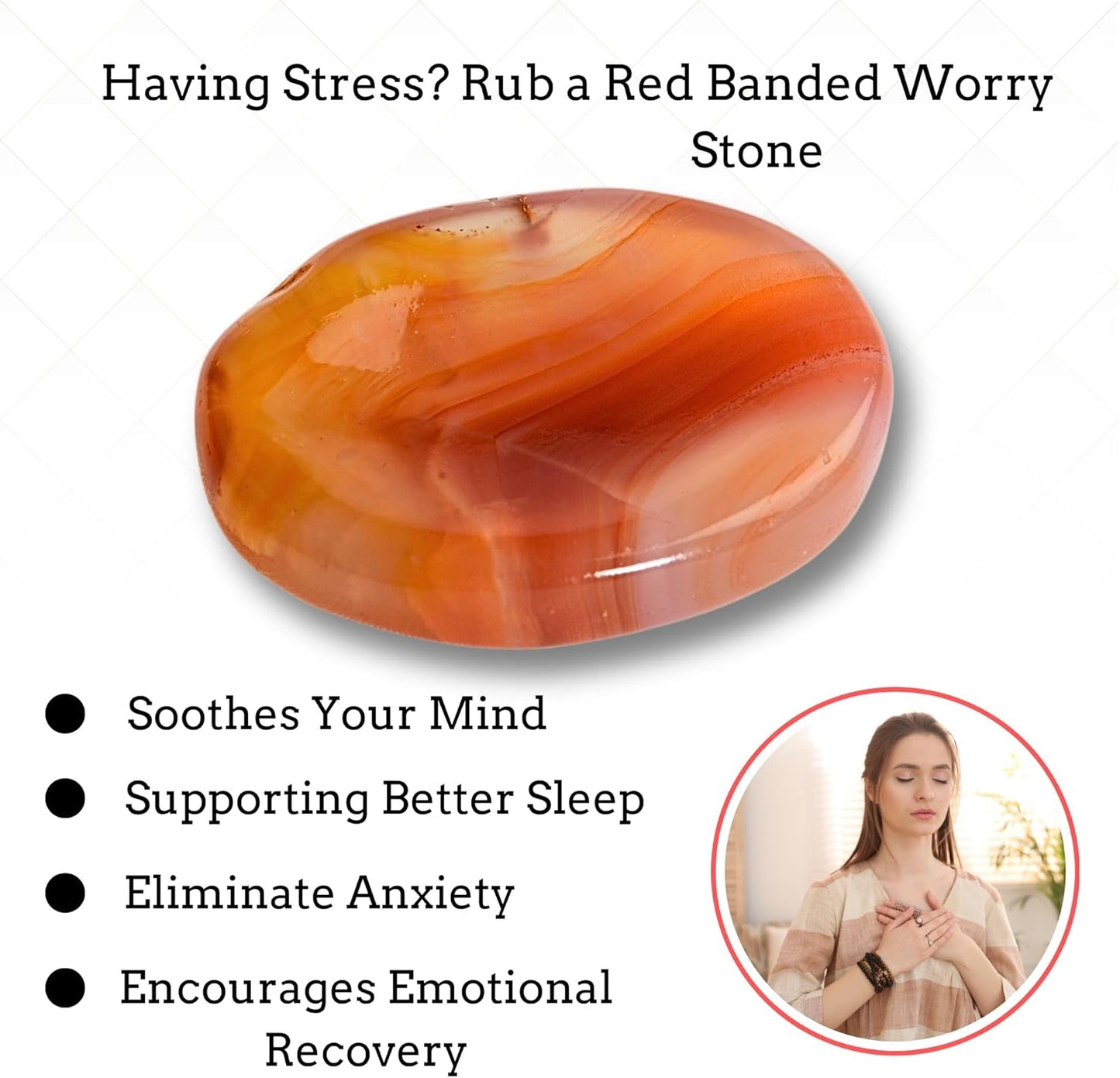 Red Onyx Worry Stones – Crystal Thumb Worry Stone for Anguish, Stress – Relaxing & Soothing Balance Stones for Meditation, Relief – Healing Stones & Crystals for Men, Women