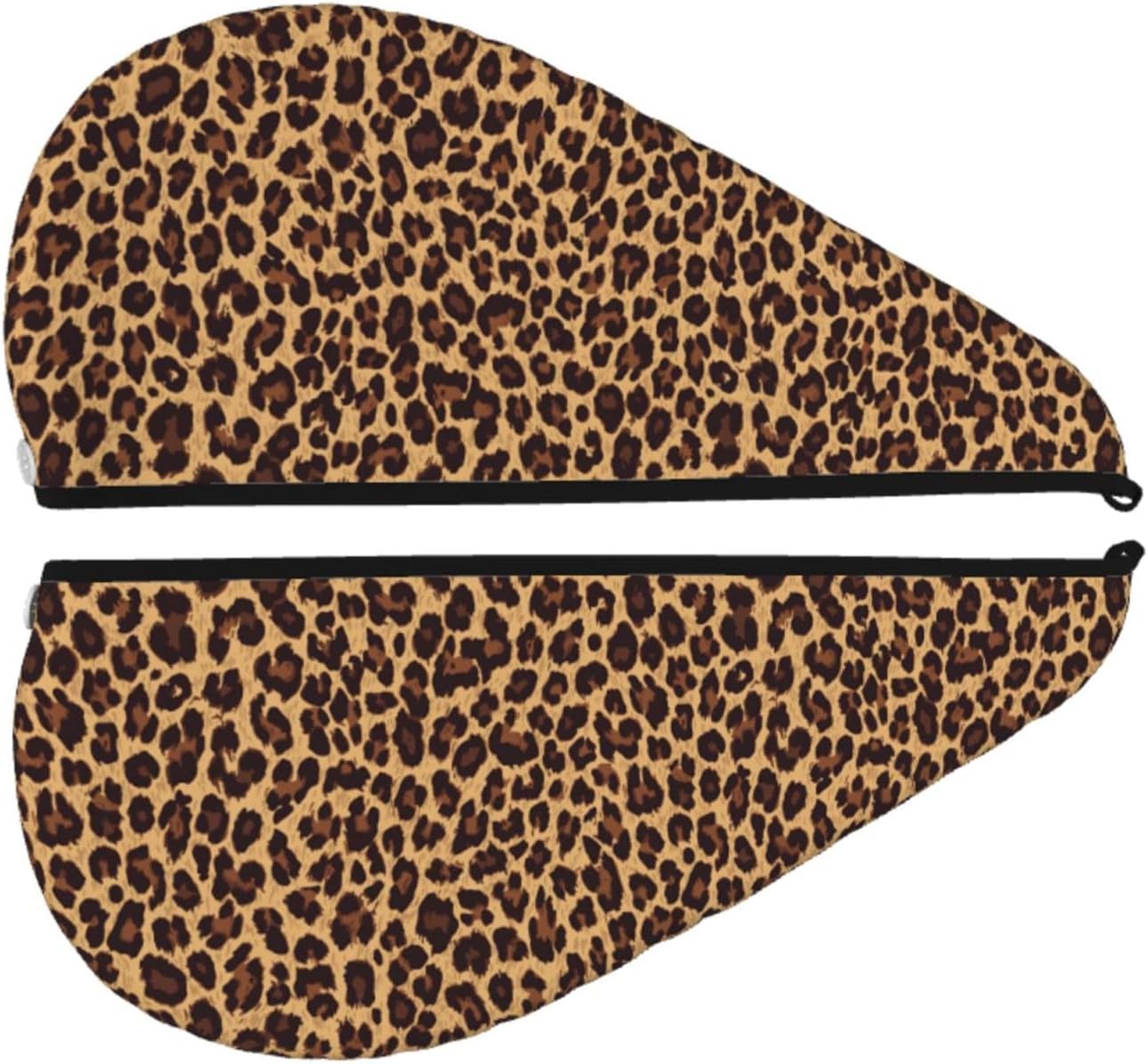 Leopard Hair Towel Wrap Microfiber Fast Drying Hair Turban with Buttons for Women Men Drying Curly, Long & Thick Hair