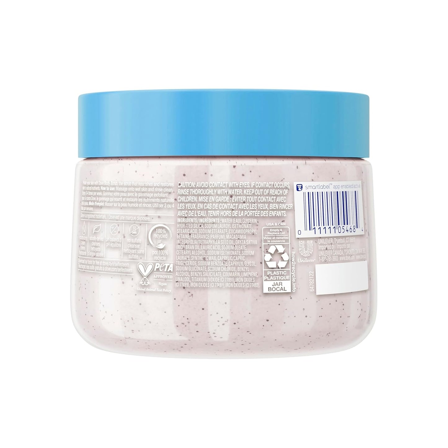 Dove Scrub Macadamia Rice Milk Body Scrub Exfoliates and Deeply Nourishes for Smooth, Radiant Skin 15 oz