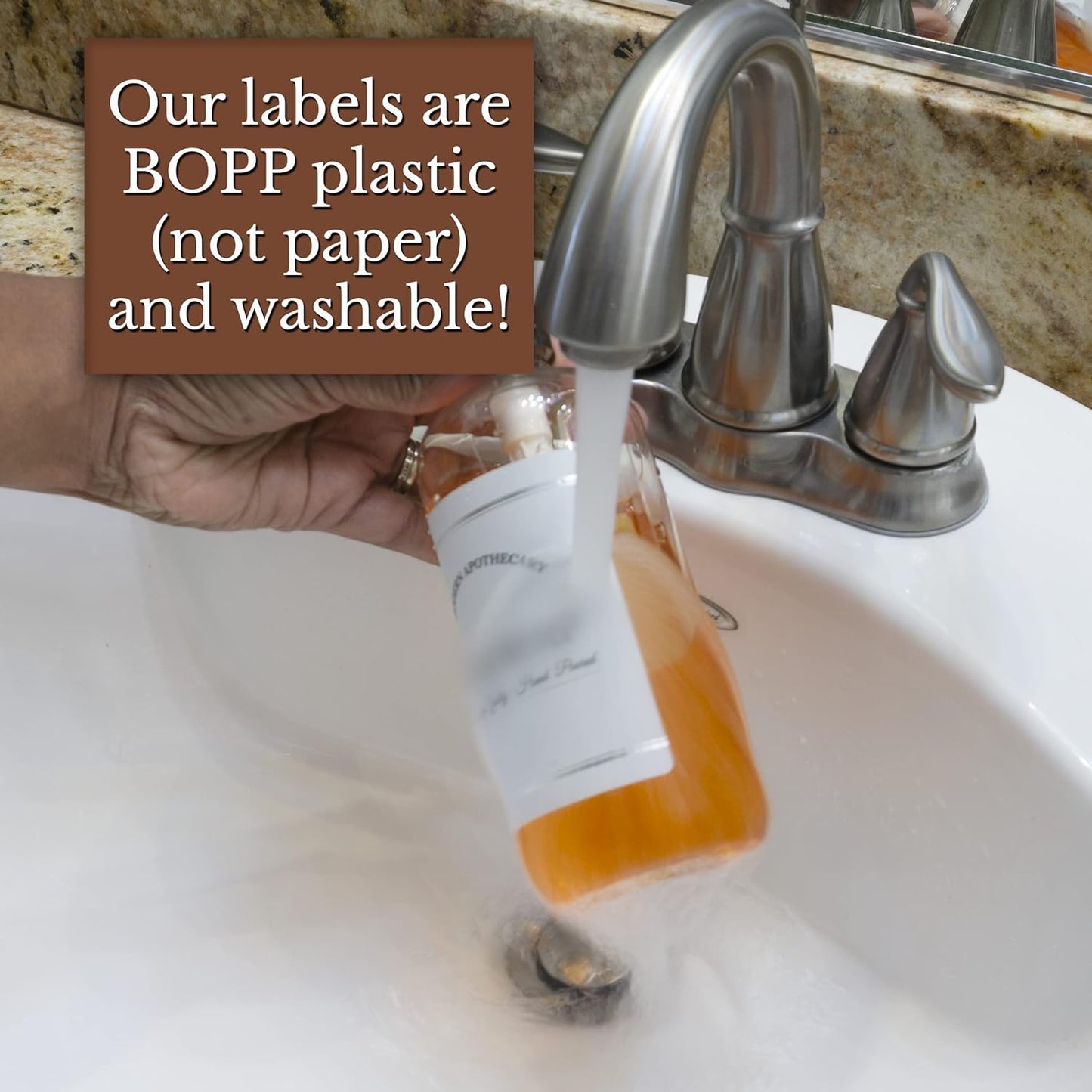 Refillable Clear PET Plastic 16 oz Feminine Wash Bottle with Stainless Steel Pump Dispenser - Chrome Accent Waterproof Labeled Bottle