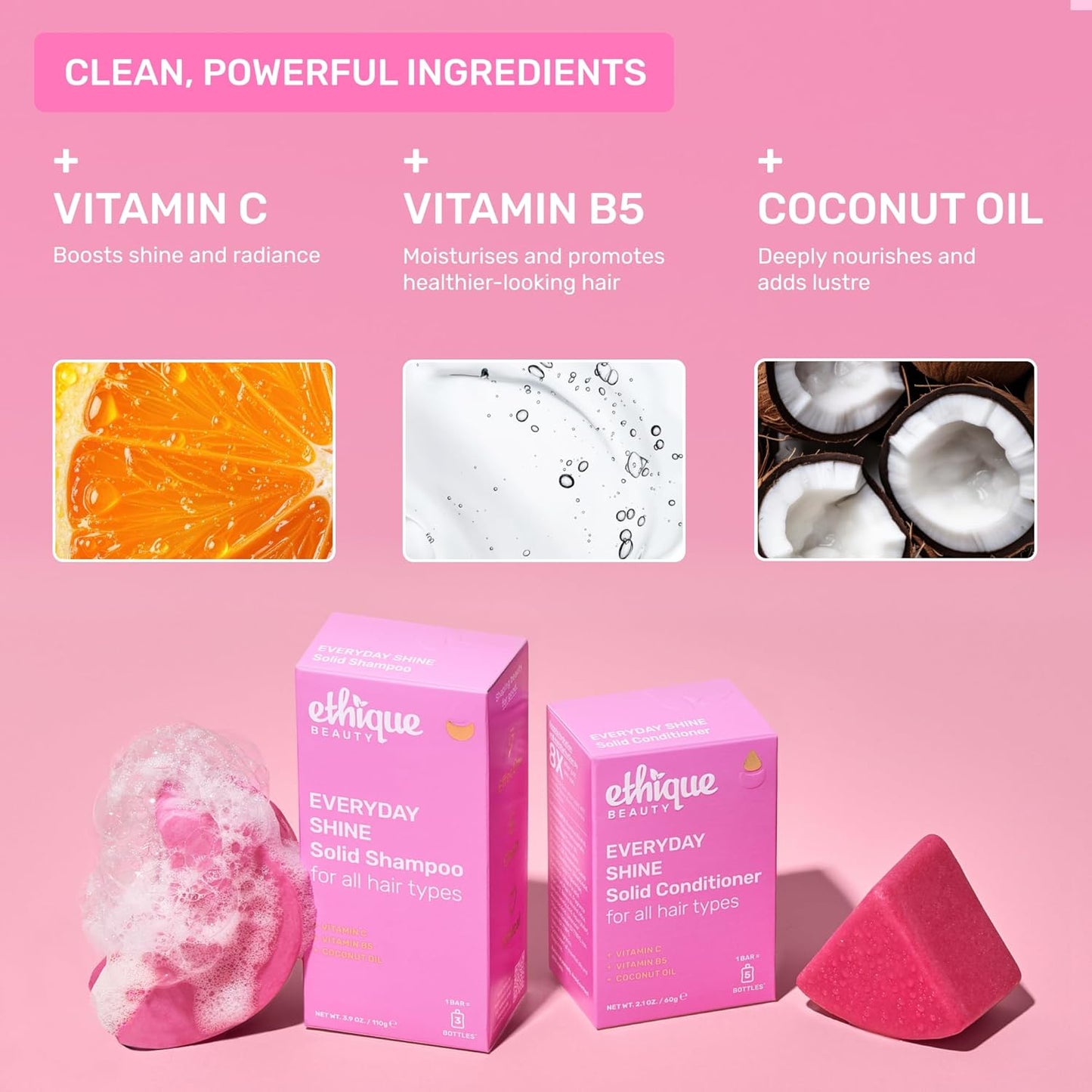 Ethique Beauty Mini Sampler Solid Shampoo & Conditioner Bar Set - Scalp Health Shampoo for itchy, dry, flaky scalps with Oatmeal