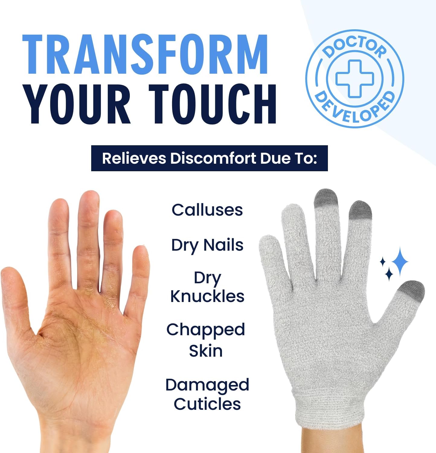 Dr. Frederick’s Original Moisturizing Gel Gloves – Deep Moisturizing and Fast Relief for Dry Hands – Touchscreen-Friendly – Mango Butter, Shea Butter, Jojoba, & Coconut Oil (Mellow Moon)