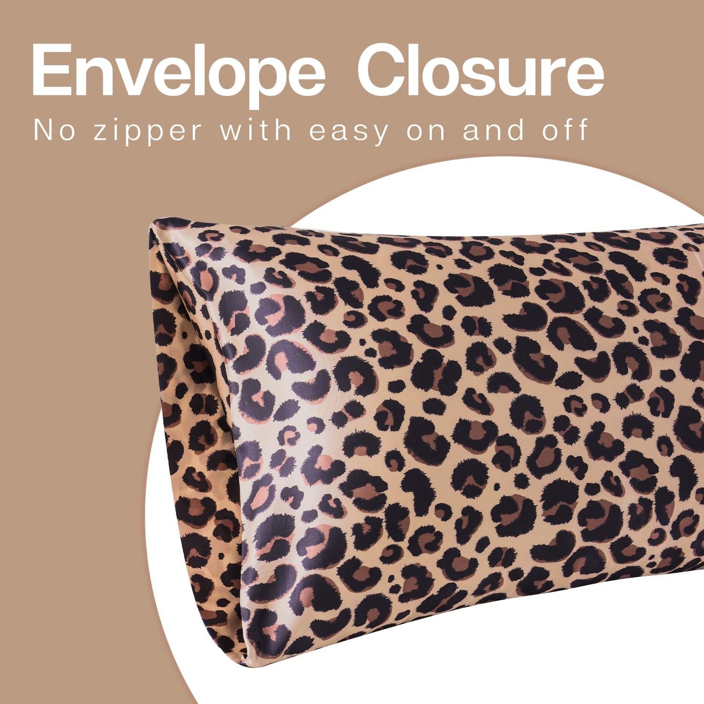 MR&HM Satin Pillowcase for Hair and Skin, Silk Satin Pillowcase 2 Pack, Queen Size Pillow Cases Set of 2, Silky Pillow Cover with Envelope Closure (20x30, Brown Leopard)