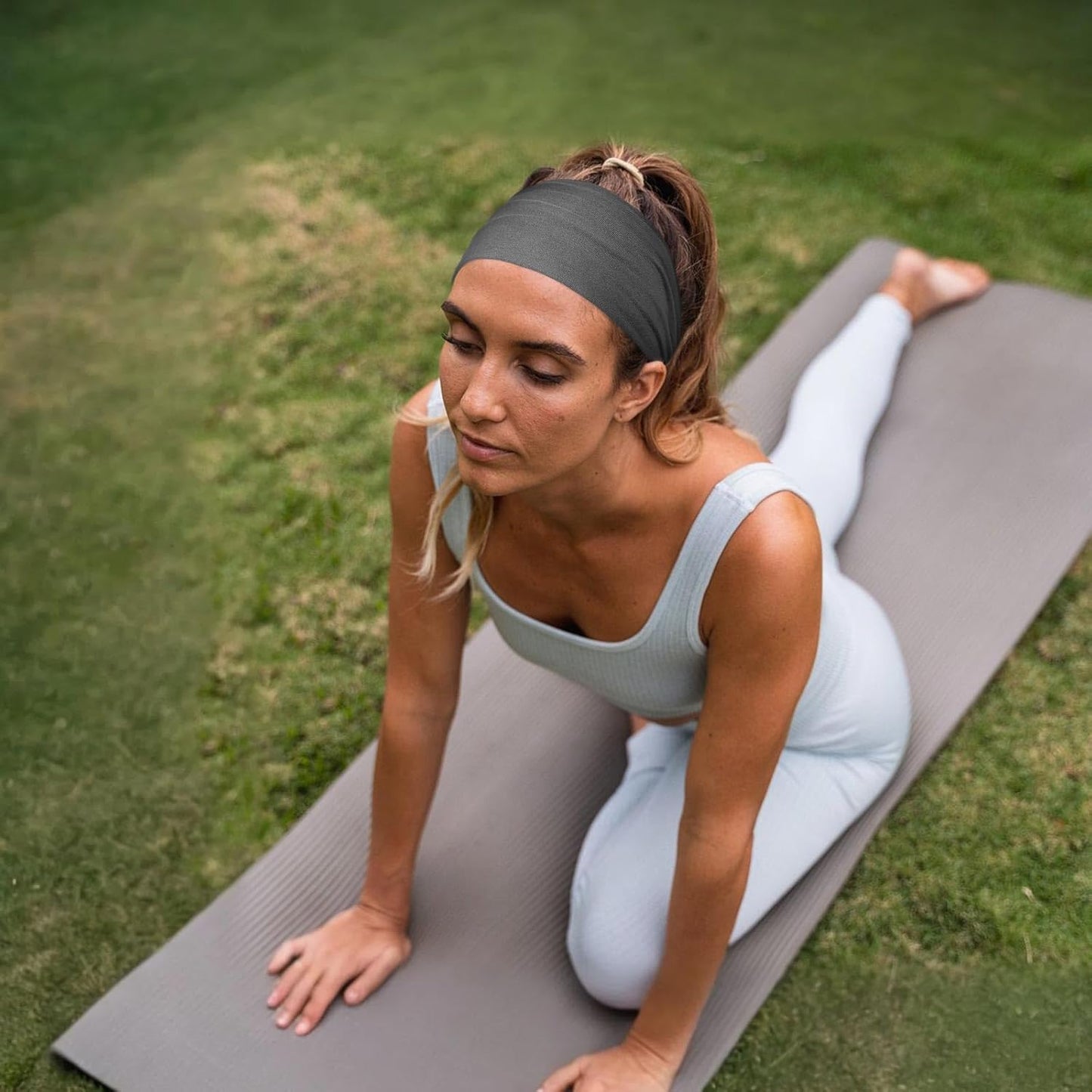 Wide Headbands for Women Knotted No Slip Head Bands Soft Turban Headband Hair Accessories Boho African Solid Color Head Wraps for Women Yoga Workout Pack of 6 (Fashion)