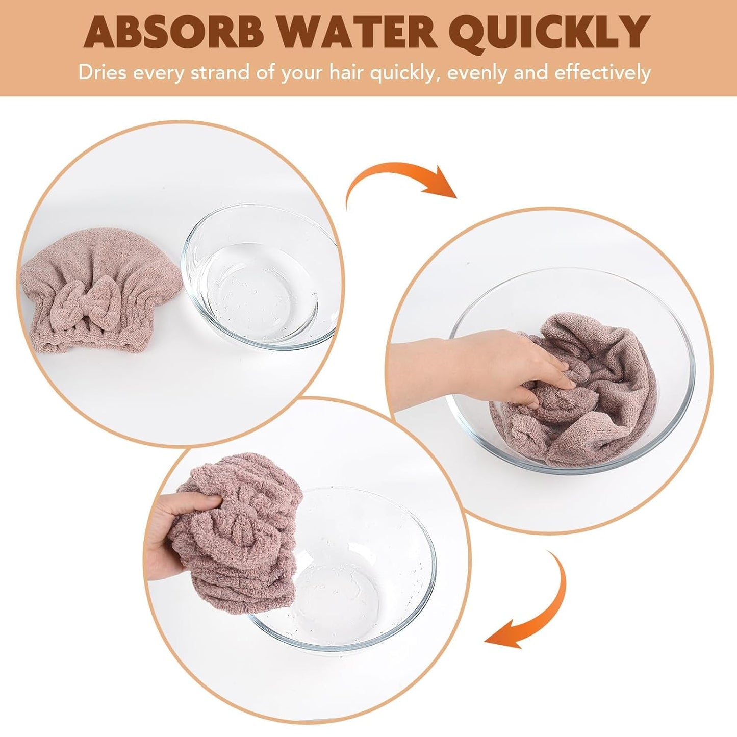 SUNLAND Large Microfiber Hair Drying Caps with Bow knot Fast Drying Shower Cap Soft and Absorbent hairWrap Hair Turban Bath Caps for Curly Thick and wet Hair 11 X 13.4 inch 2 Pack Brown