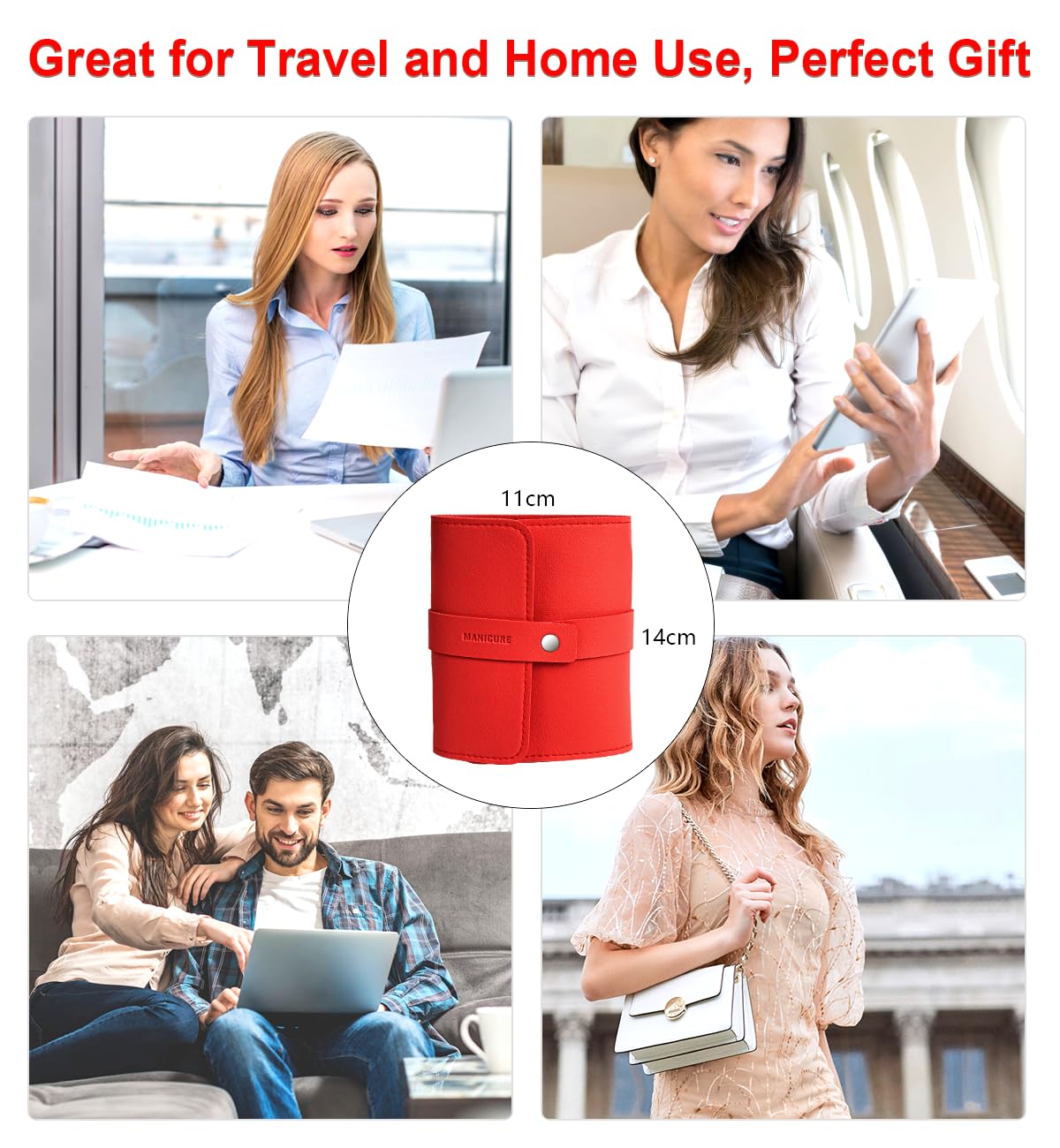 Manicure Set Professional Nail Clippers Pedicure Kit, 16 pcs Stainless Steel Nail Care Tools Grooming Kit with Luxurious Travel Leather Case for Thick Nails Men Women Gift (Red)