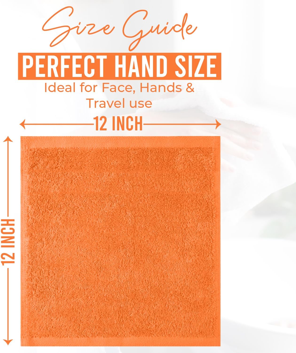 DAN RIVER 100% Cotton Wash Cloths 12 Pack [12x12] Soft & Absorbent face Cloth, Gym, Hotels & Spa Perfect for Everyday Use Fingertip Towels, Orange