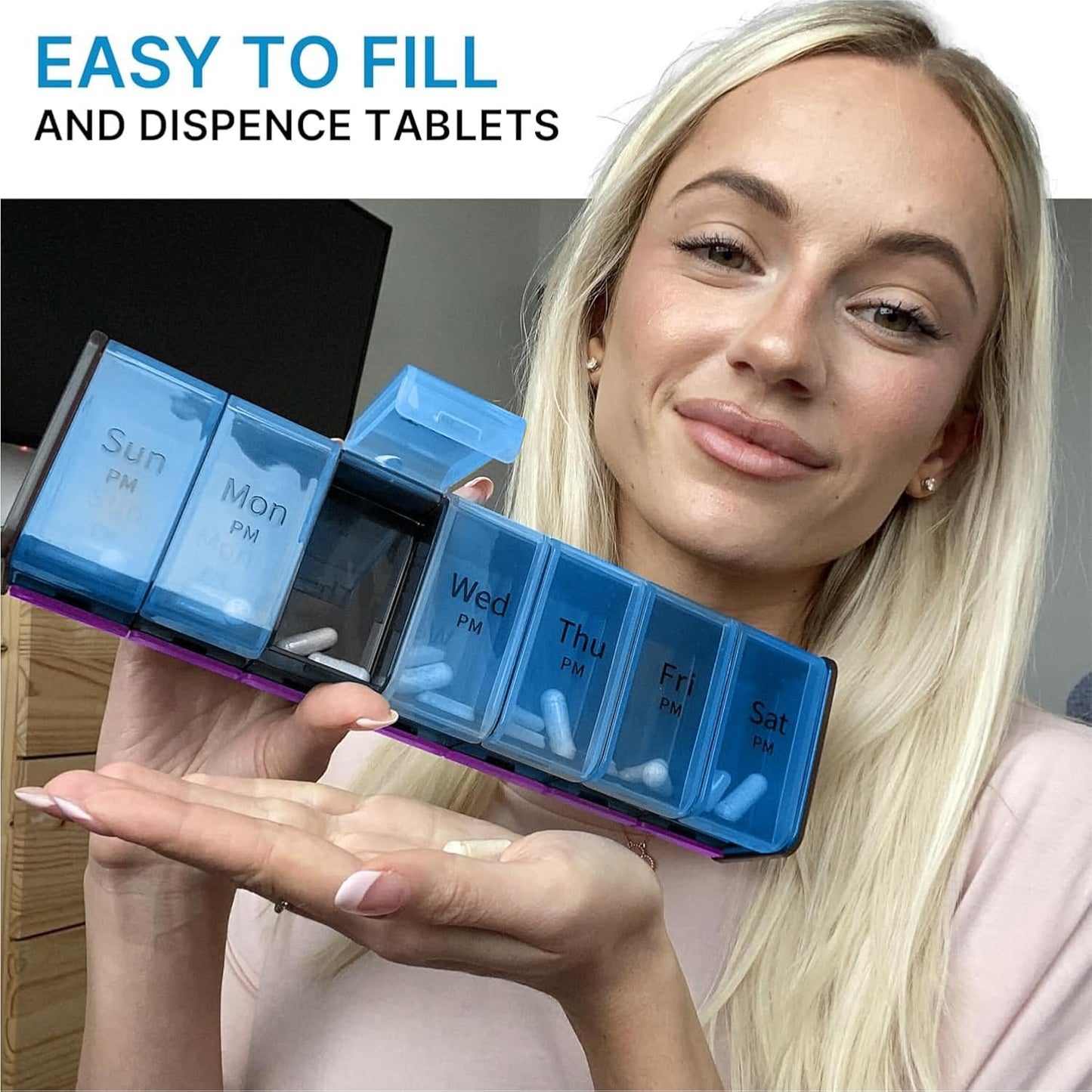 Extra Large Pill Organizer- XXL Pill Box 7 Day - Weekly Pill Organizer with AM PM Large Compartments Big Pill Case for Supplements Jumbo Pill Holder for Vitamins Huge Medicine Organizer 2 Times a Day