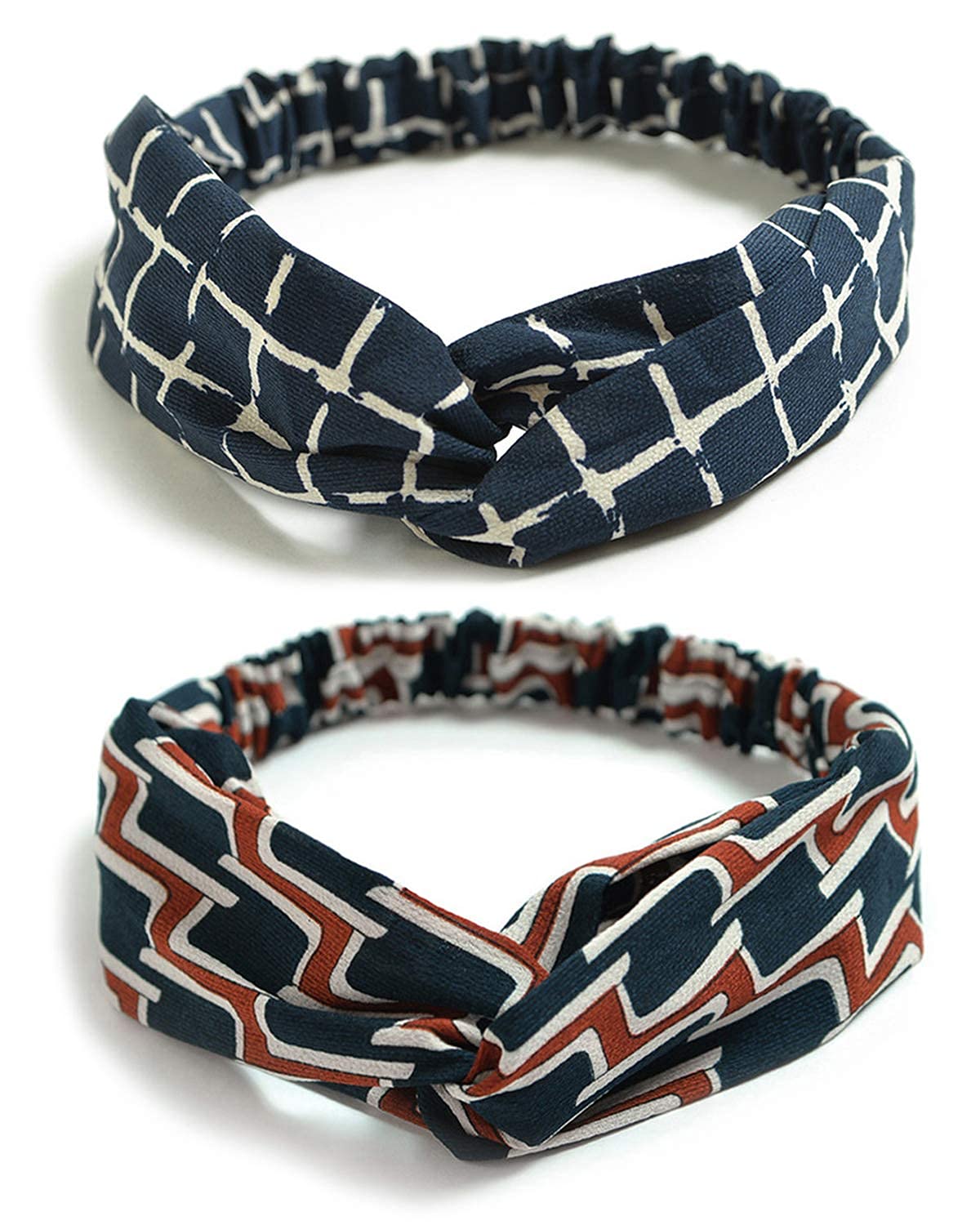 DRESHOW 10 Pack Boho Headbands for Women Vintage Cross Elastic Head Wrap Hair Accessories