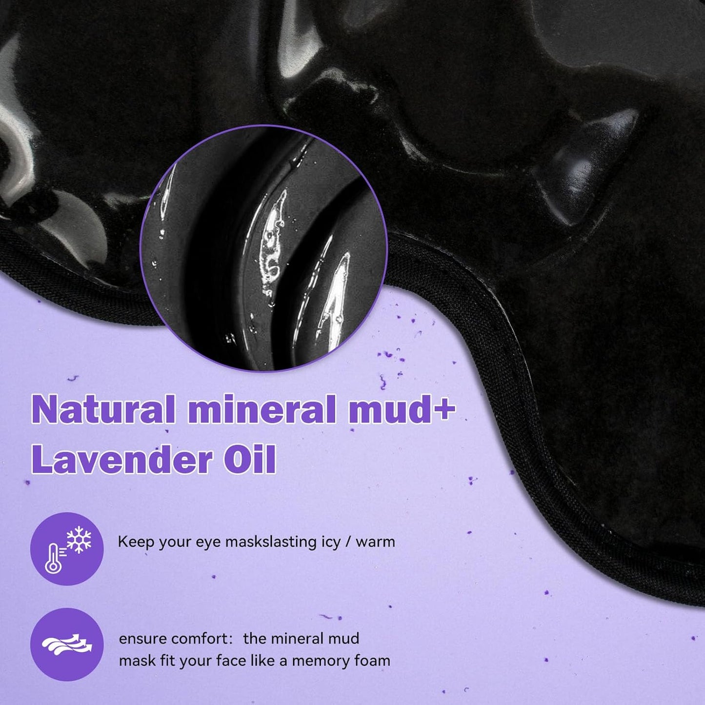 LEOSTEP 2 PCS Cooling Gel Eye Mask Reusable Cold Eye Mask, Frozen Eye Compress Ice Pack, No Freeze, Cool Relaxation, Comfort Snug Fit, Eye Cover Ice Mask with Mineral Mud for Office, Home