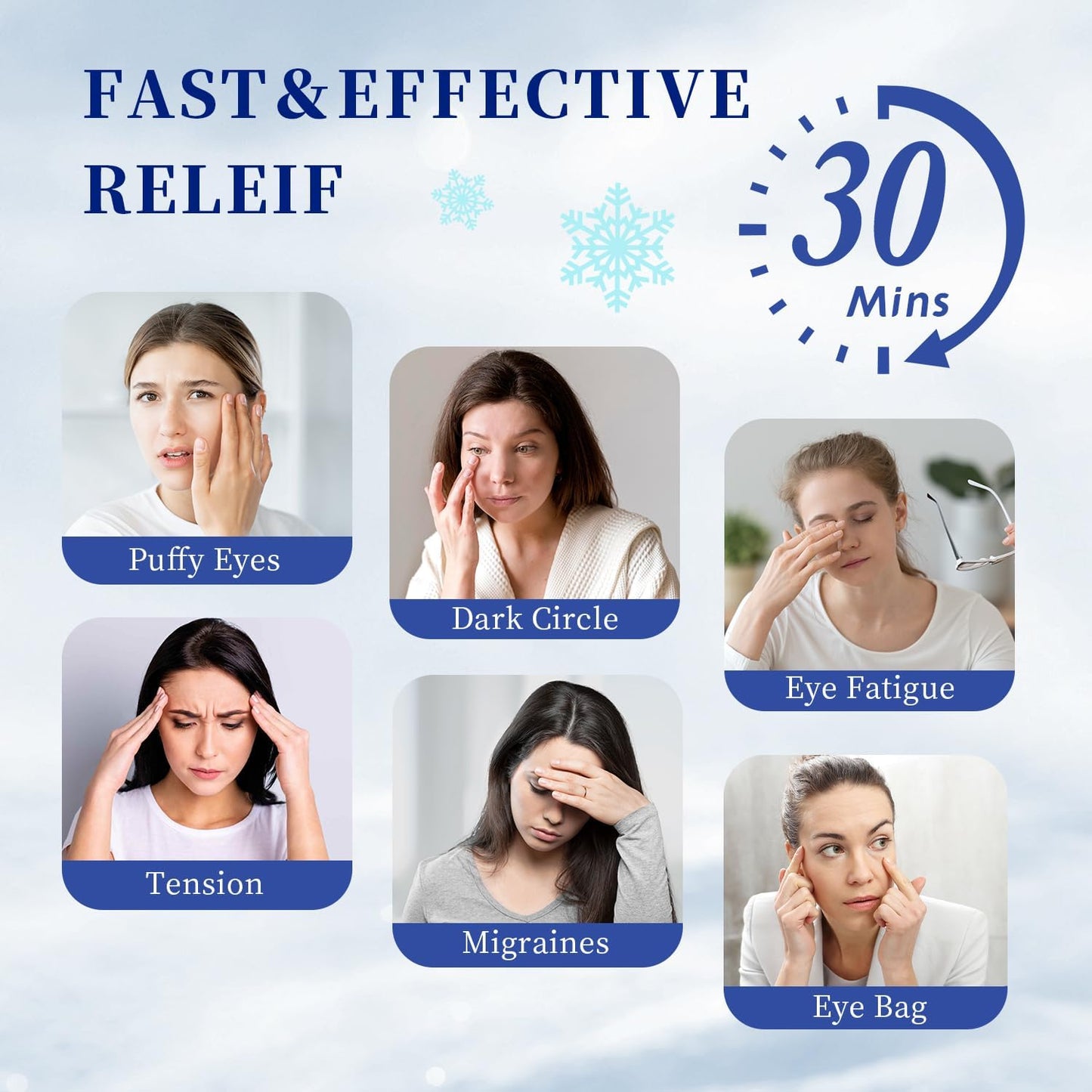 Cooling Eye Mask for Puffy Eyes, Gel Eye Mask, Cold Compress for Puffiness, Migraines, Headache, Dark Circles, Reusable, Flexible, Cooling Sleep Mask Long-Lasting Comfort for Men Women