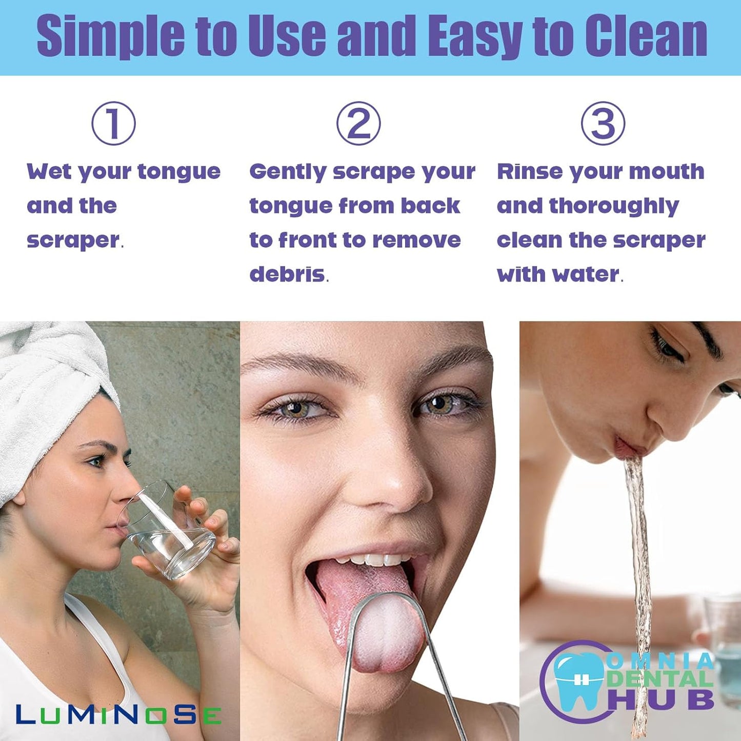 2PCs Medical Grade Tongue Scraper by Omnia One | Stainless Steel Tongue Cleaner, Metal Tongue Scraper with Travel Bag | Tongue Scrubber for Bad Breath, Boost Oral Hygiene