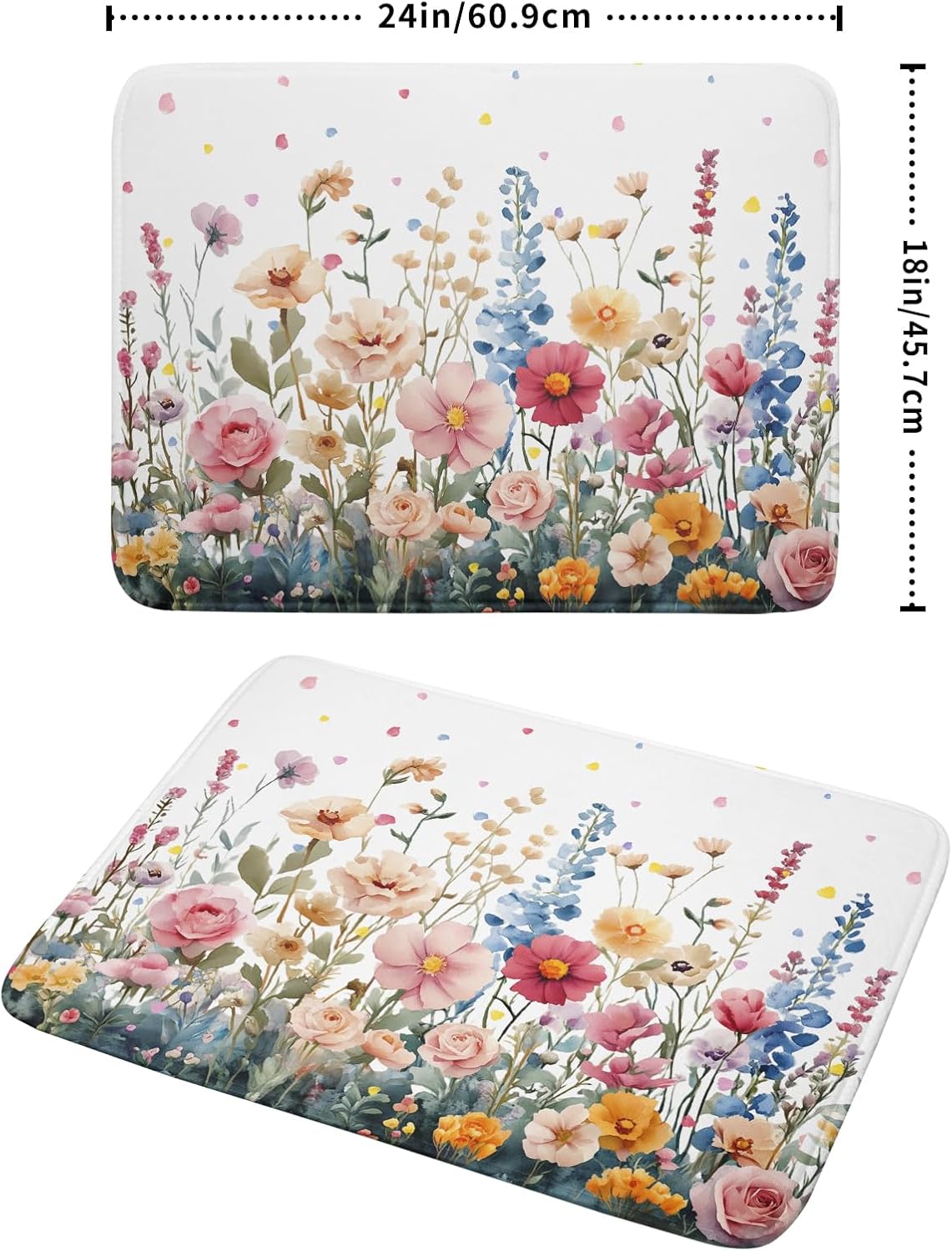 Colorful Flower Dish Drying Mat 18x24 Inch Botanical Floral Drainer Rack Mats Washable Absorbent Dish Dry Pad for Kitchen Counter Sink