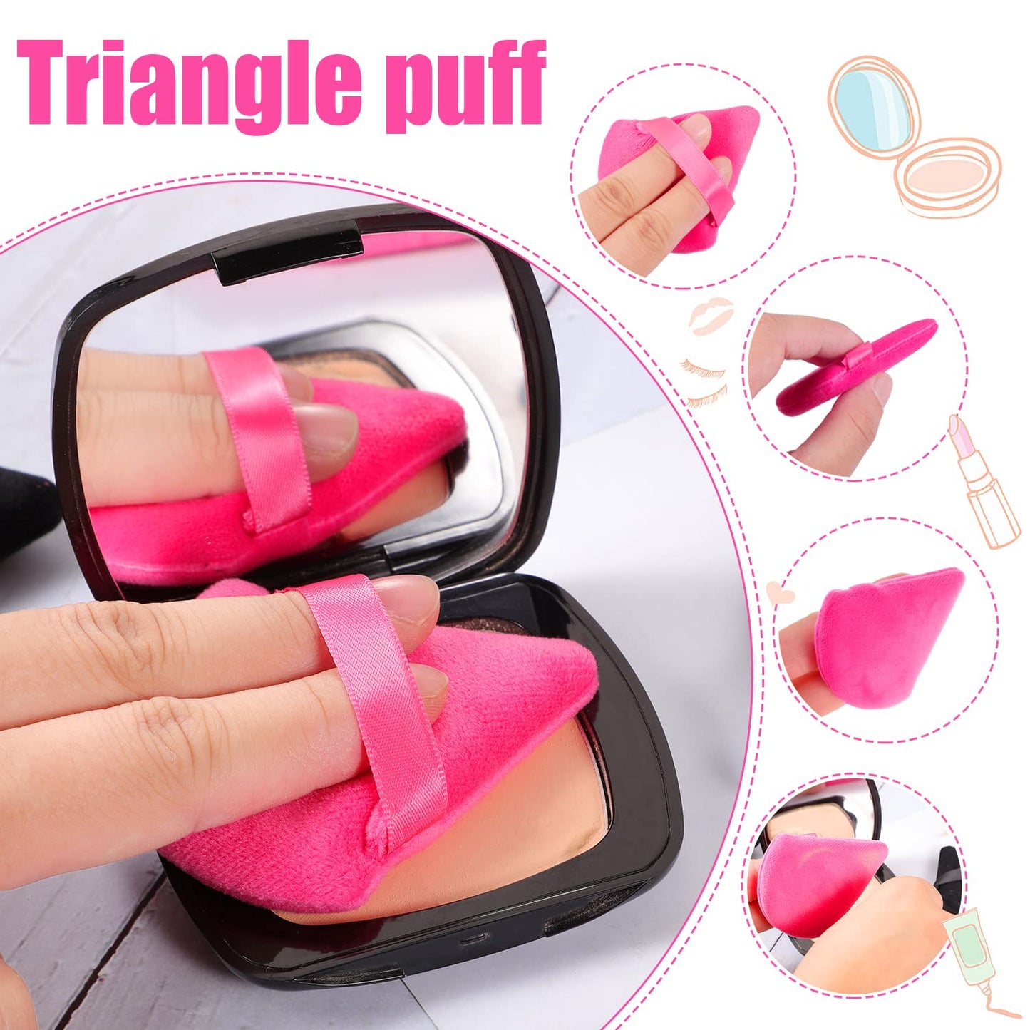Pimoys 6 Pieces Powder Puff Face Soft Triangle Makeup Puff for Loose Powder Setting Powder, Velour Foundation Sponge Makeup Blender Sponge Beauty Makeup Tool
