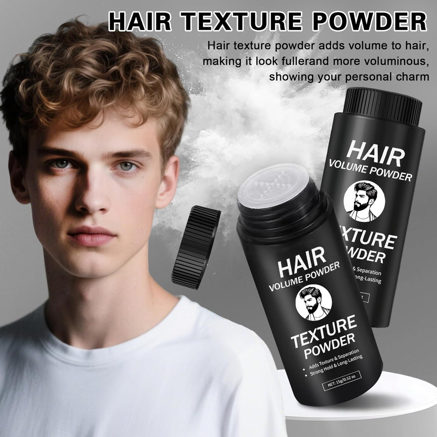 2PCS Hair Texture Styling Powder for Men & Women, Hair Texturizing & Volumizing Powder Add Instant Volume Long-Lasting Hold Non-Greasy Matte Finish for All Hair Types