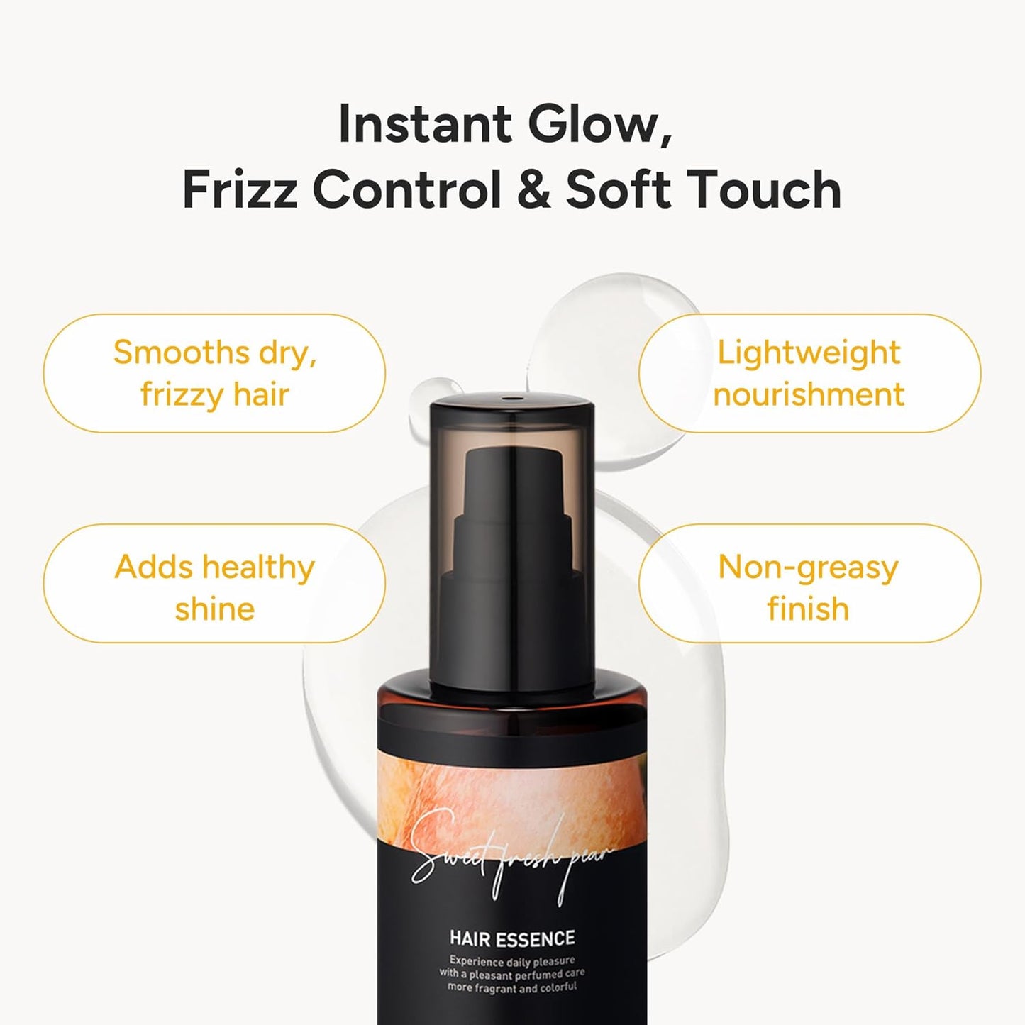 Perfumed Hair Oil & Serum 2-in-1 – Korean Essence Oil for Frizzy, Dry, Damaged Hair & Glass Hair Shine – Argan Oil & Amino Acids – Sulfate & Paraben-Free – Sweet Fresh Pear, 100ml / 3.38 fl oz