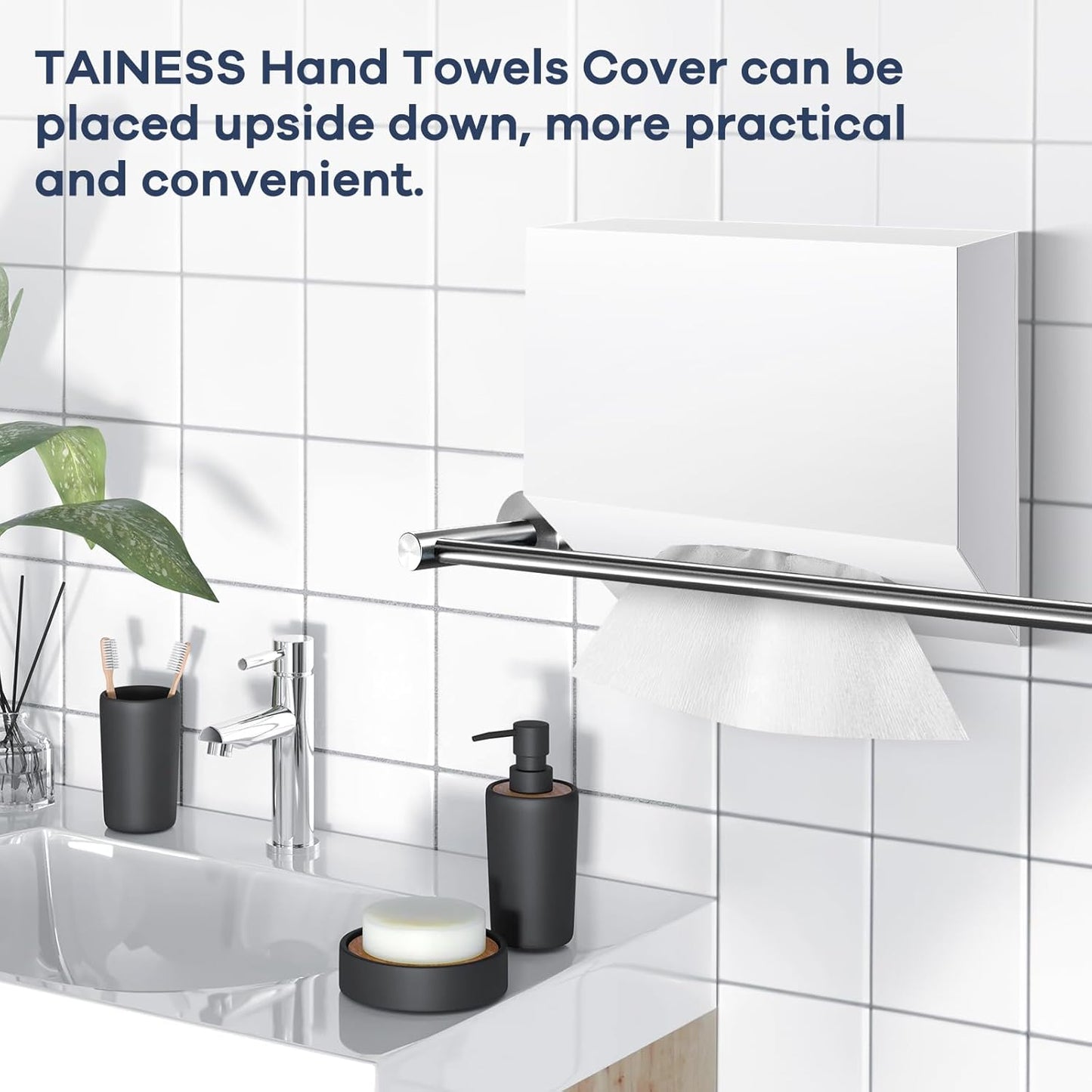 Acrylic Hand Towel Box Cover Compatible with Kleenex Disposable Hand Towels Wall-Mounted Paper Towel Dispenser Suitable for Tabletop, Bathroom, Car, and Office Use (White)