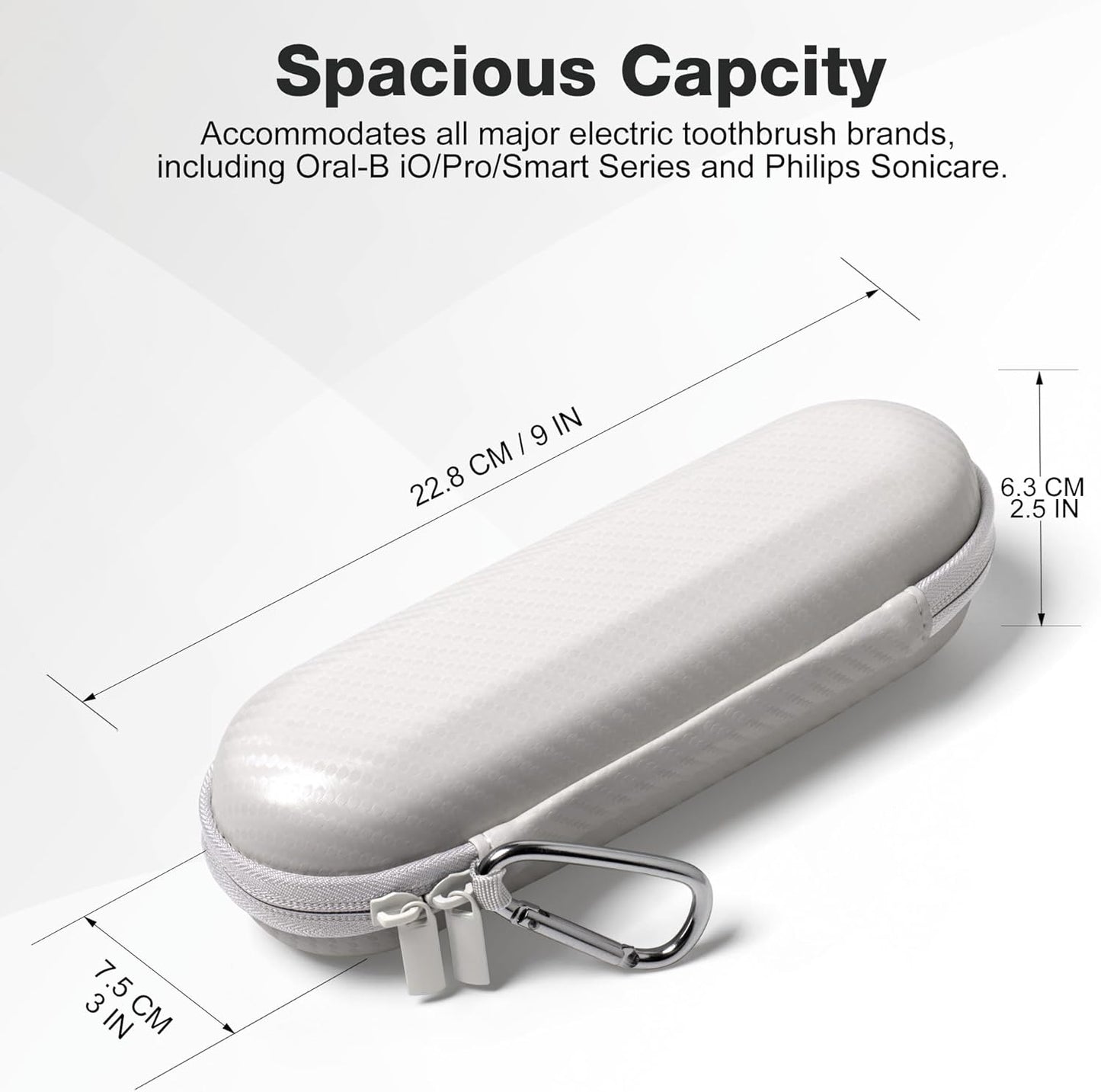 Nincha Hard Shell Electric Toothbrush Case - for Oral-B iO/Pro/Smart Series Bigger Size Travel Case Fits all Powered Toothbrushes and Accessories White