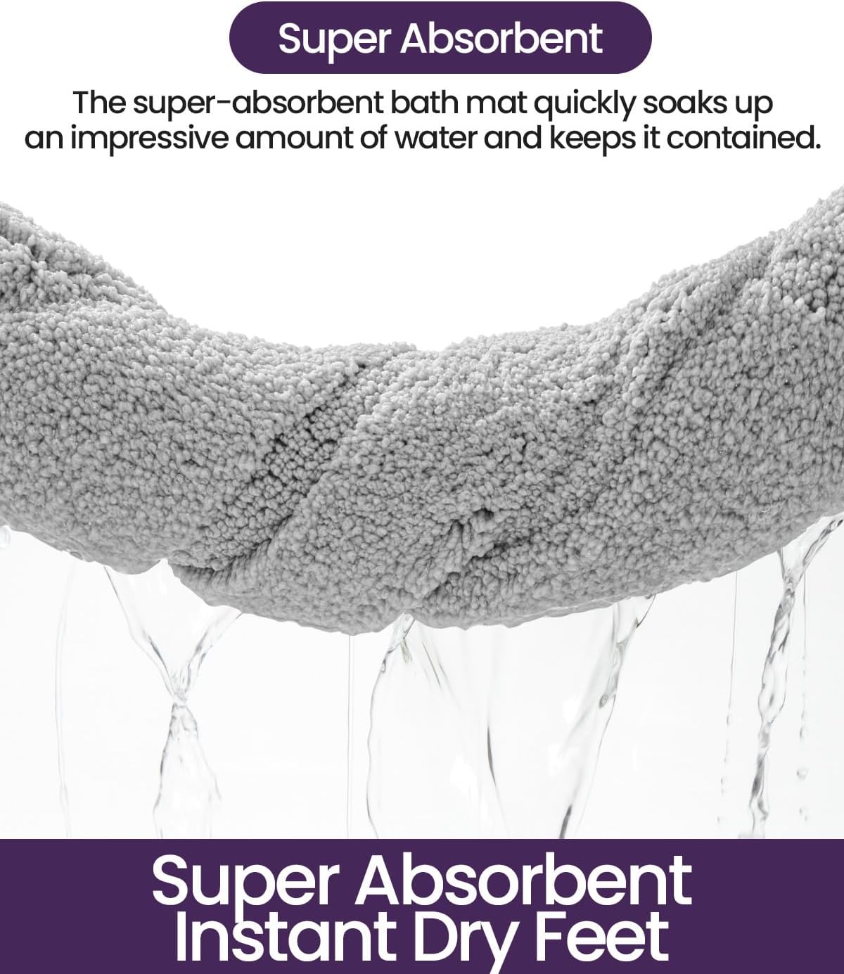 DEXI Bathroom Rugs 32x20, Washable Non Slip Bath Mat for Shower Floor, Absorbent Quick Dry Bathmat with Rubber Backing, Ultra Soft Plush Carpet for Tub, Light Grey