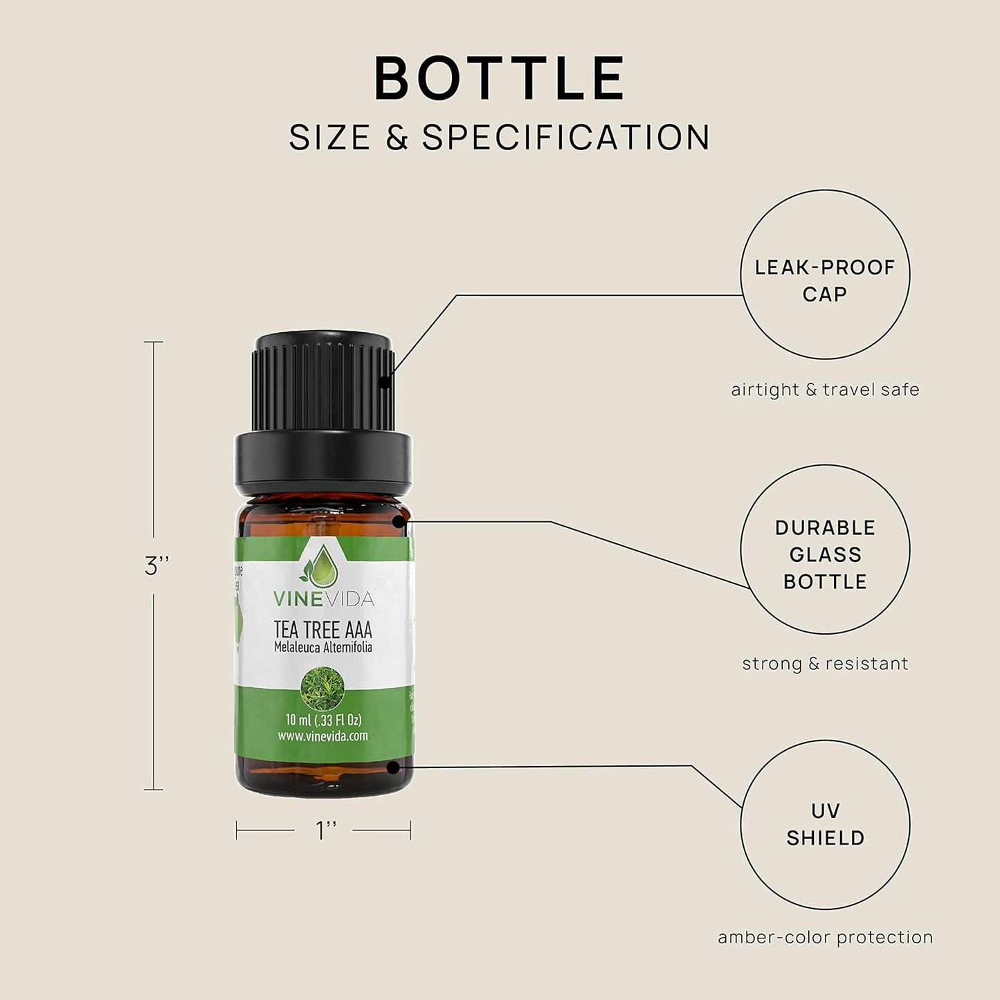 VINEVIDA Tea Tree Essential Oil - Undiluted, 10 mL - Candle Oil Scent - DIY Candle Scents - Safe for Soap Making & Skin