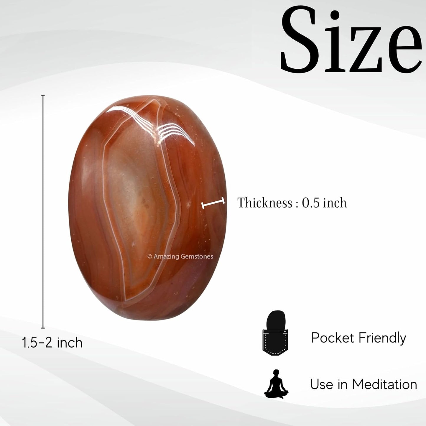 Amazing Gemstone Carnelian Crystals and Healing Stones - Large Palm Stone Crystals Piedra - Crystal for Good Luck, Balanced Positive Energy, Meditation - Unique Stocking Stuffers, Gifts for Women, Men